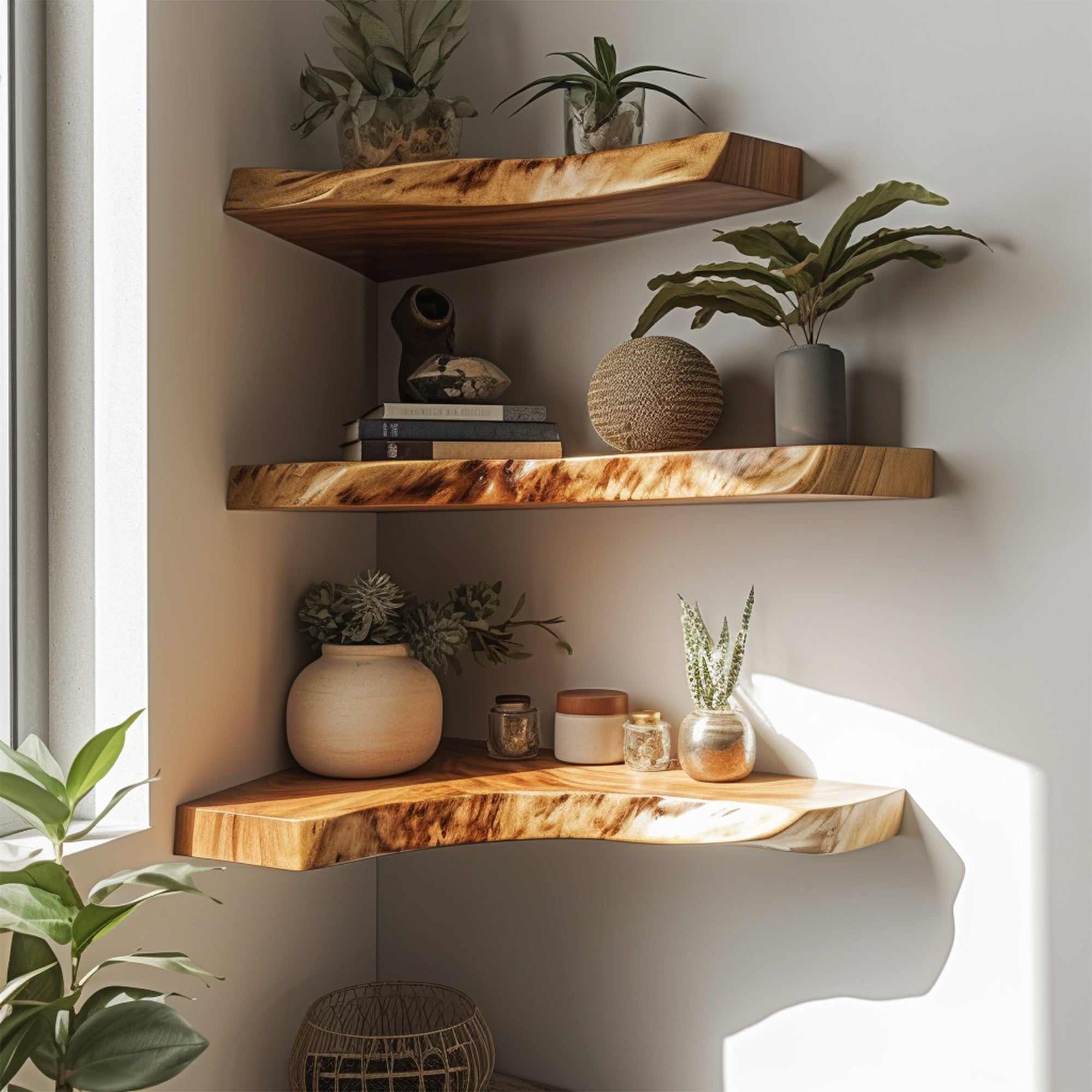 Live Edge Corner Shelves Floating Corner Shelf SILDTCN023