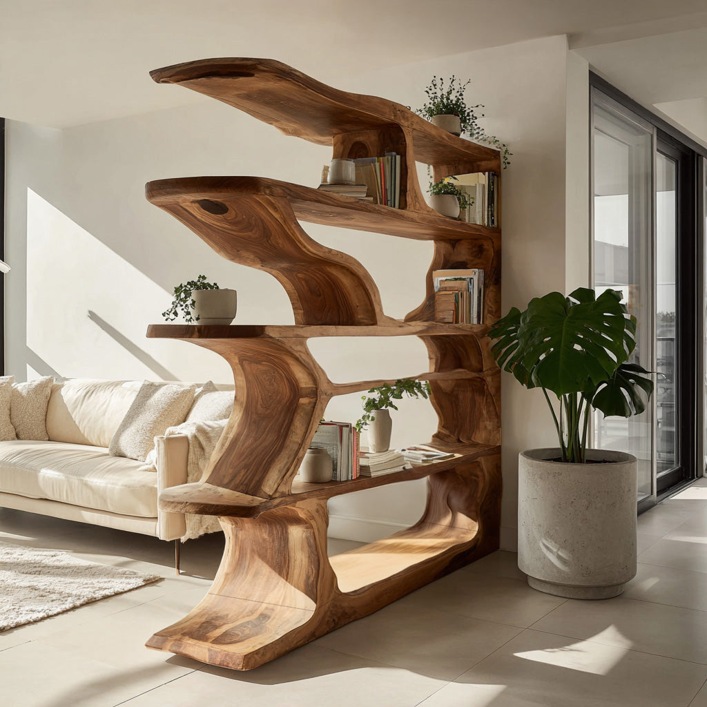 Contemporary Artistic Wooden Bookshelf For Living Room Storage RTTHHNBS179