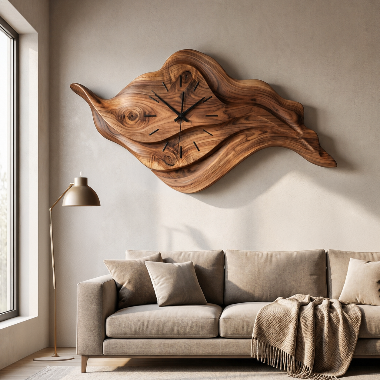 Artistic Sculptural Wooden Clock For Modern Home Office RTTHTTWAC027