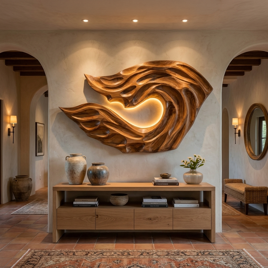 Organic Ocean Wave Wooden Wall Art For Contemporary Bedroom Wall RTTHTTWA142