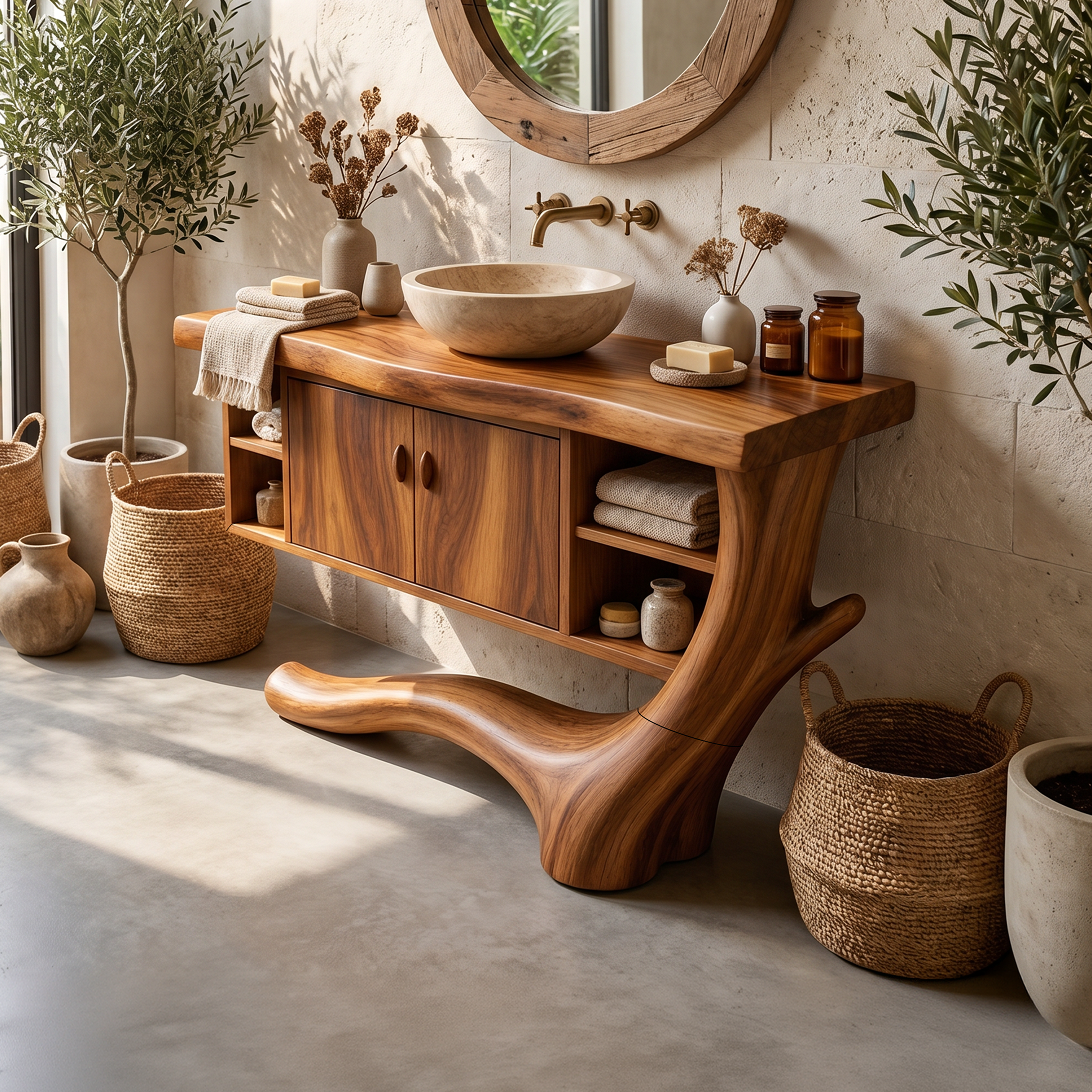 Minimalist Floating Vanity With Side Shelf For Apartment SILDTTNBRV059