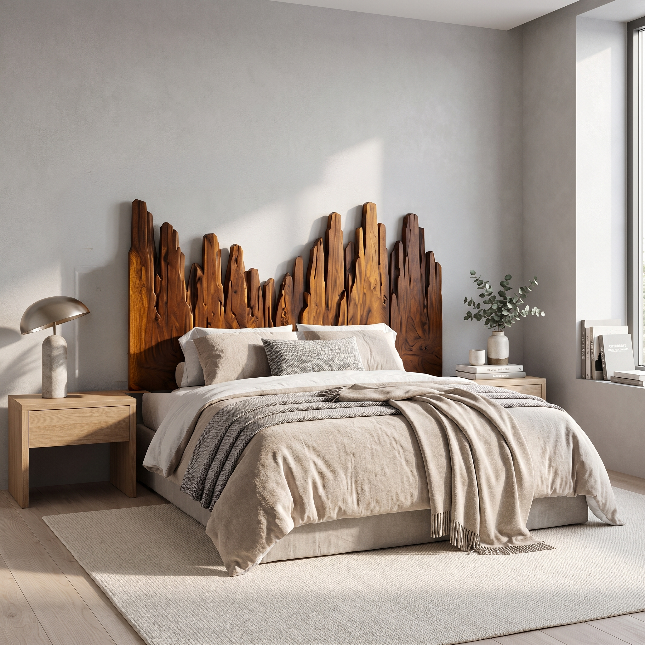 Rustic Skyline Headboard Wooden Bed Headboard For Bedroom SINLSAHB040