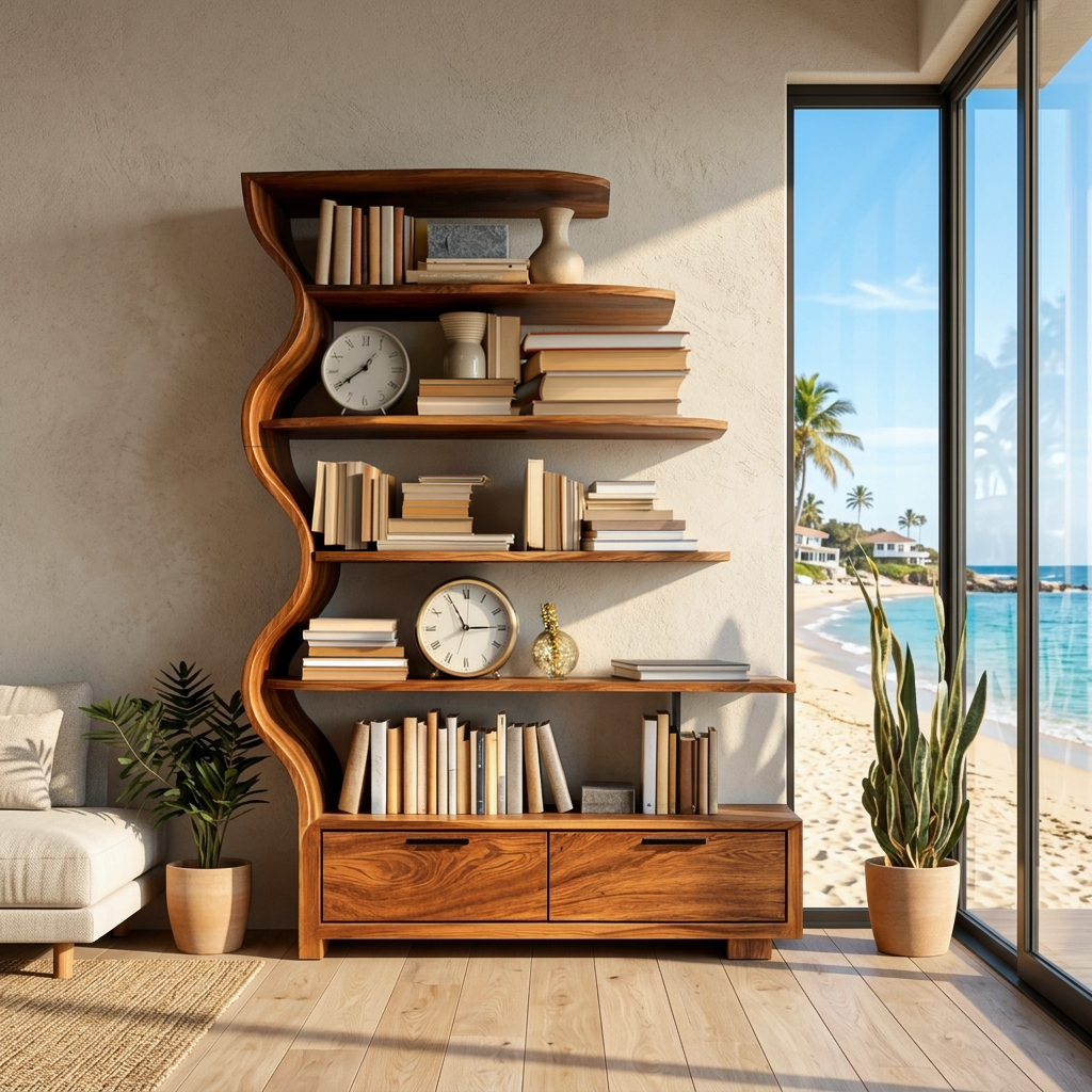 Contemporary Natural Wood Bookshelf For Interior Space RTTHTTBS121