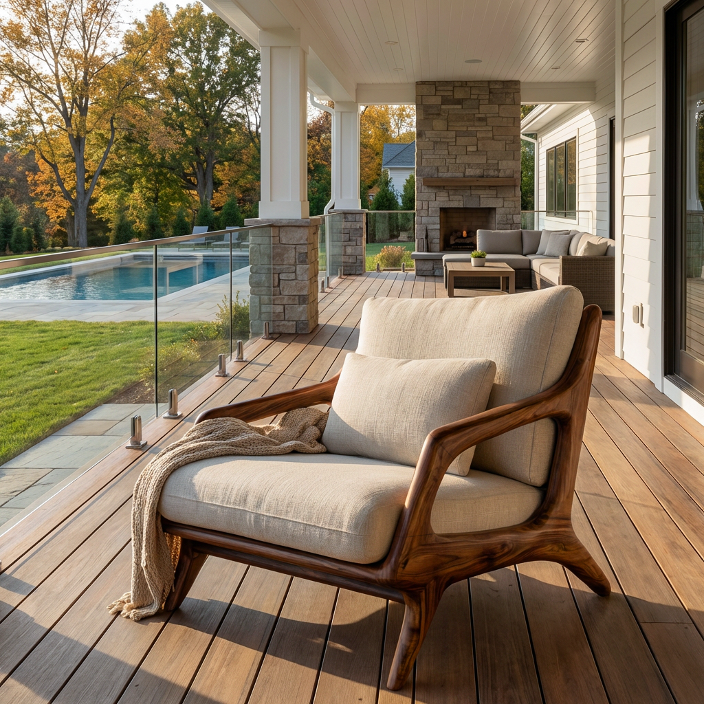Organic Wooden Armchair With Sculptural Frame For Home RTTHTTACC027