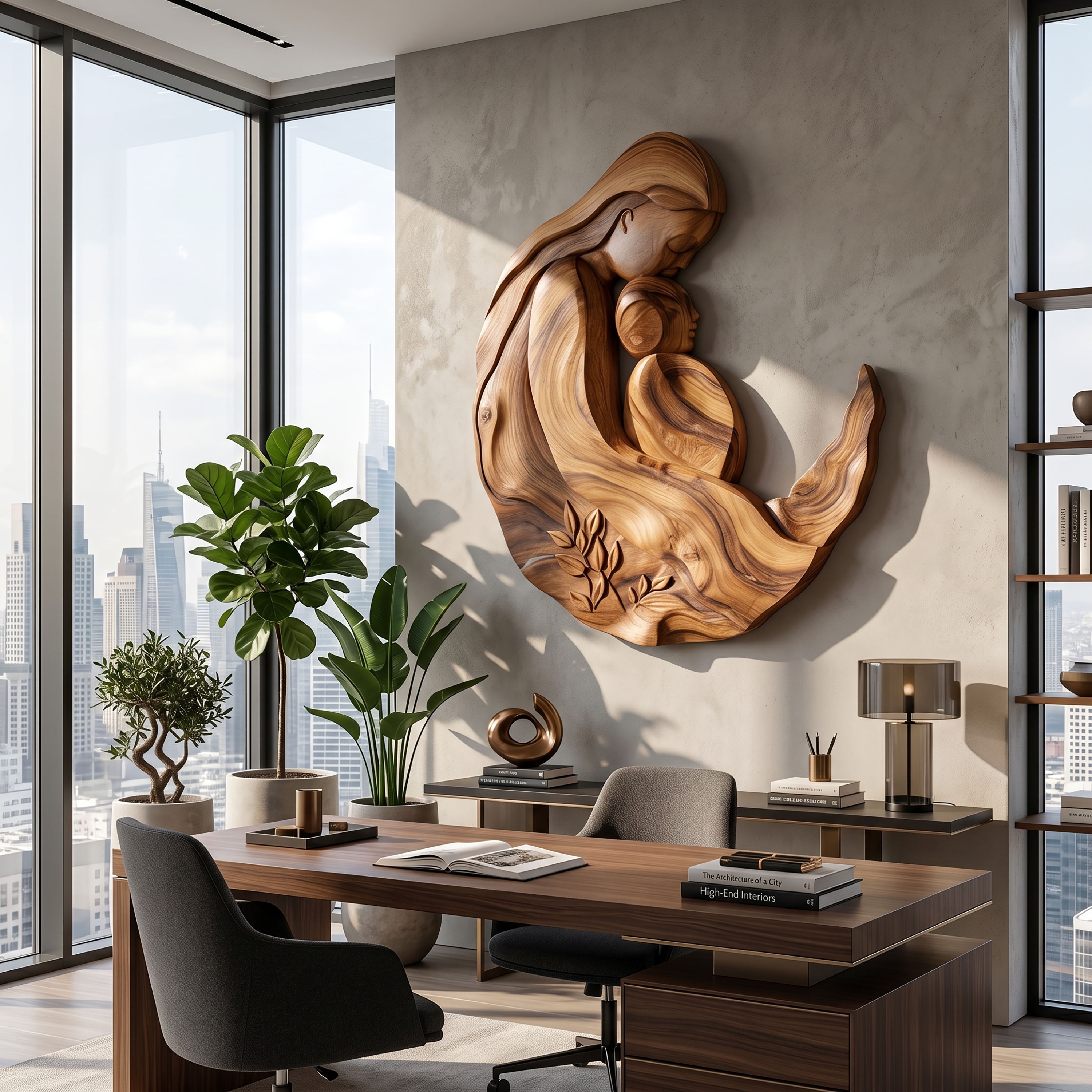 Artistic Motherhood Wall Decor With Carved Detail For Office SILDTTRWA157