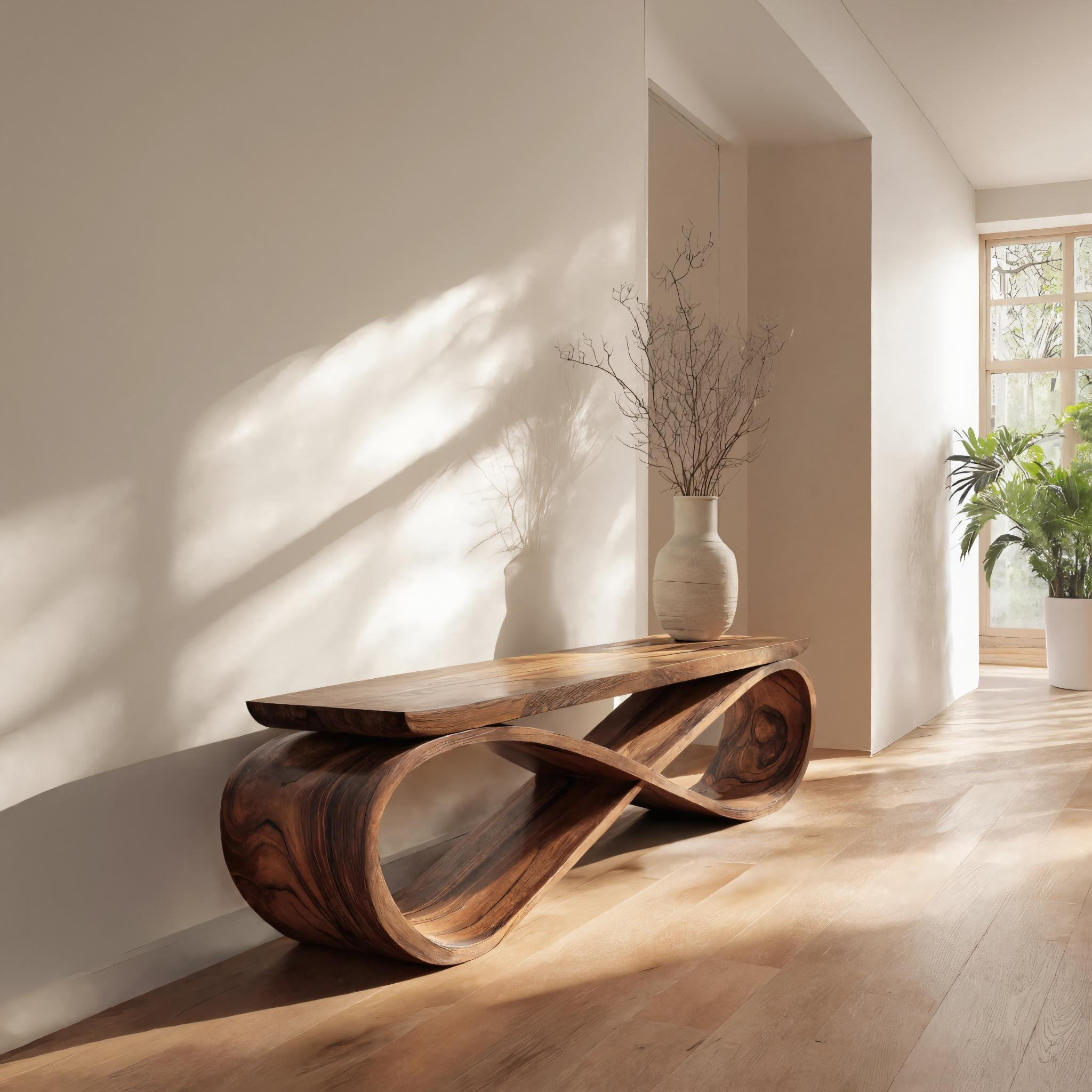 Infinity Loop Sculptural Bench For Entryway Or Living Room SITHTTCHR047