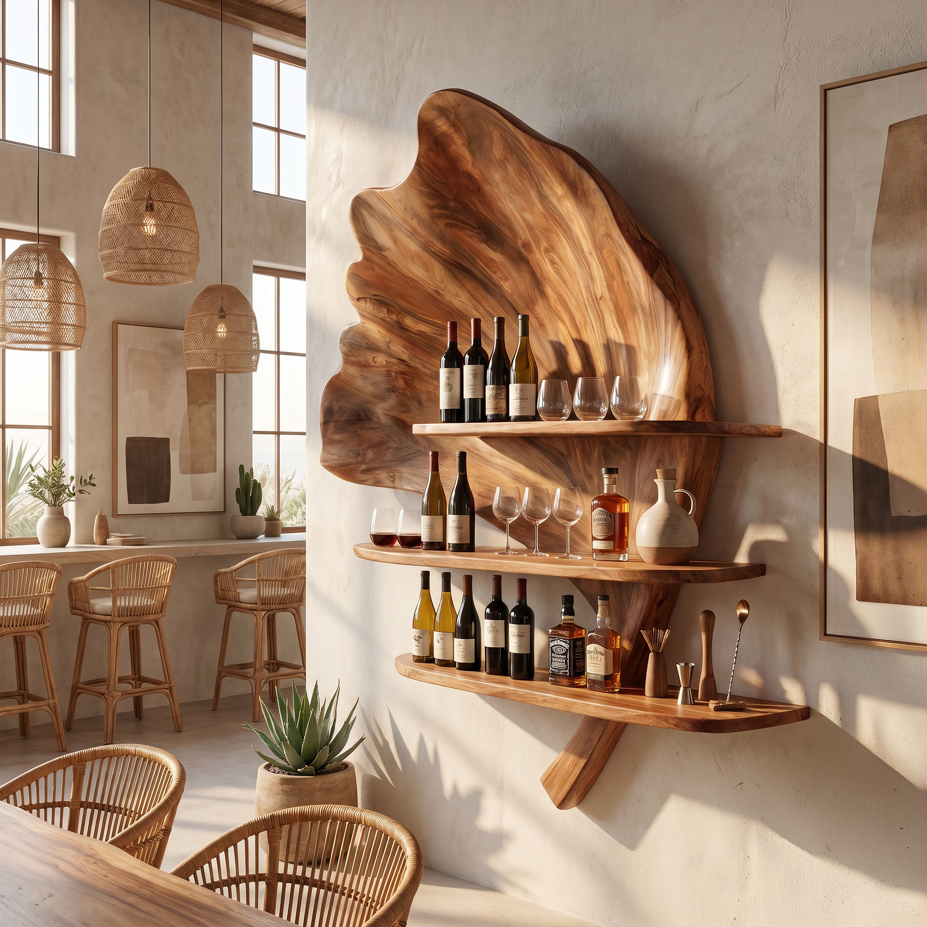 Boho Wall Wine Stand For Apartment Wine Accent Feature SILDTTRWH076
