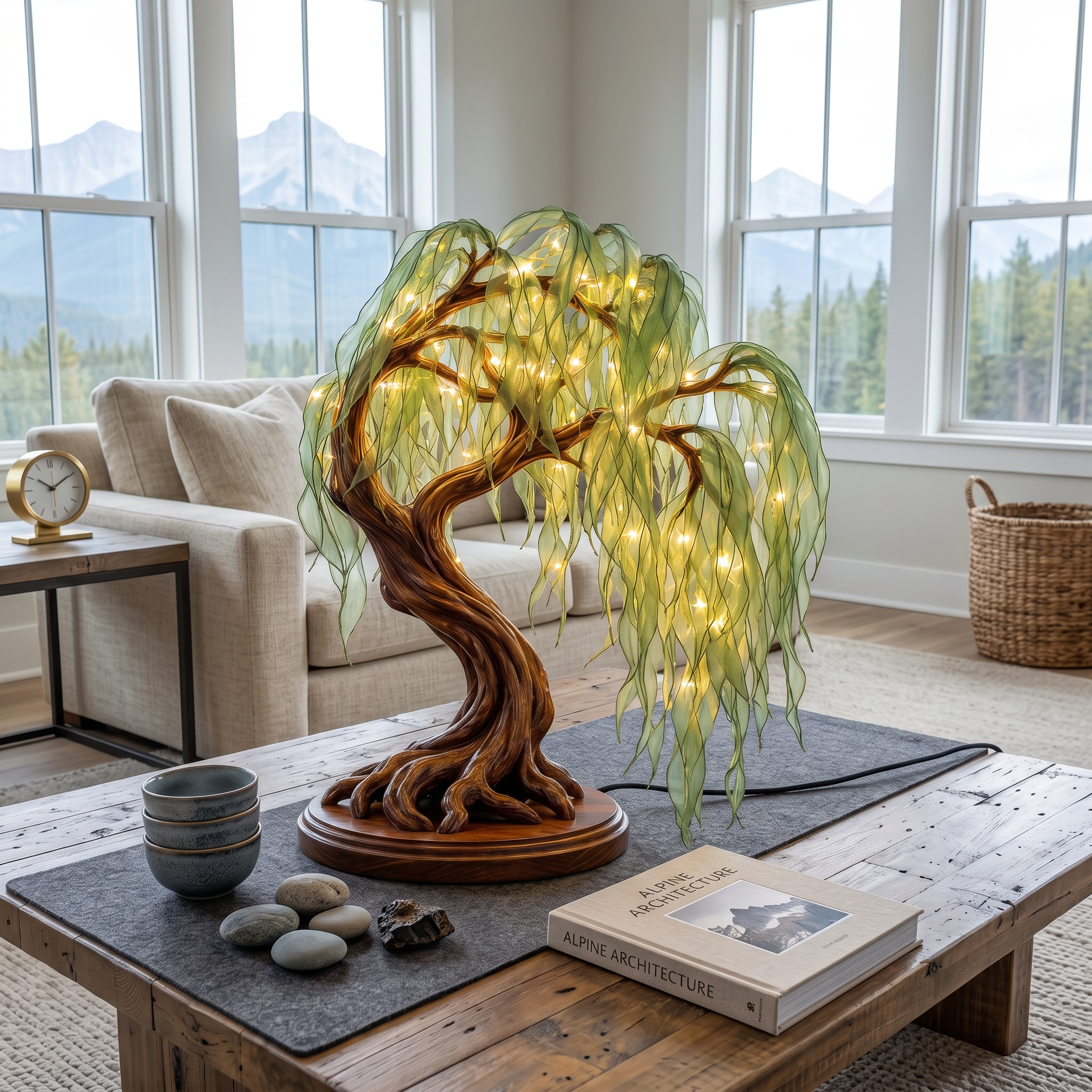 Japandi Bonsai Tree Table Lamp For Nightstand SINLSATL015