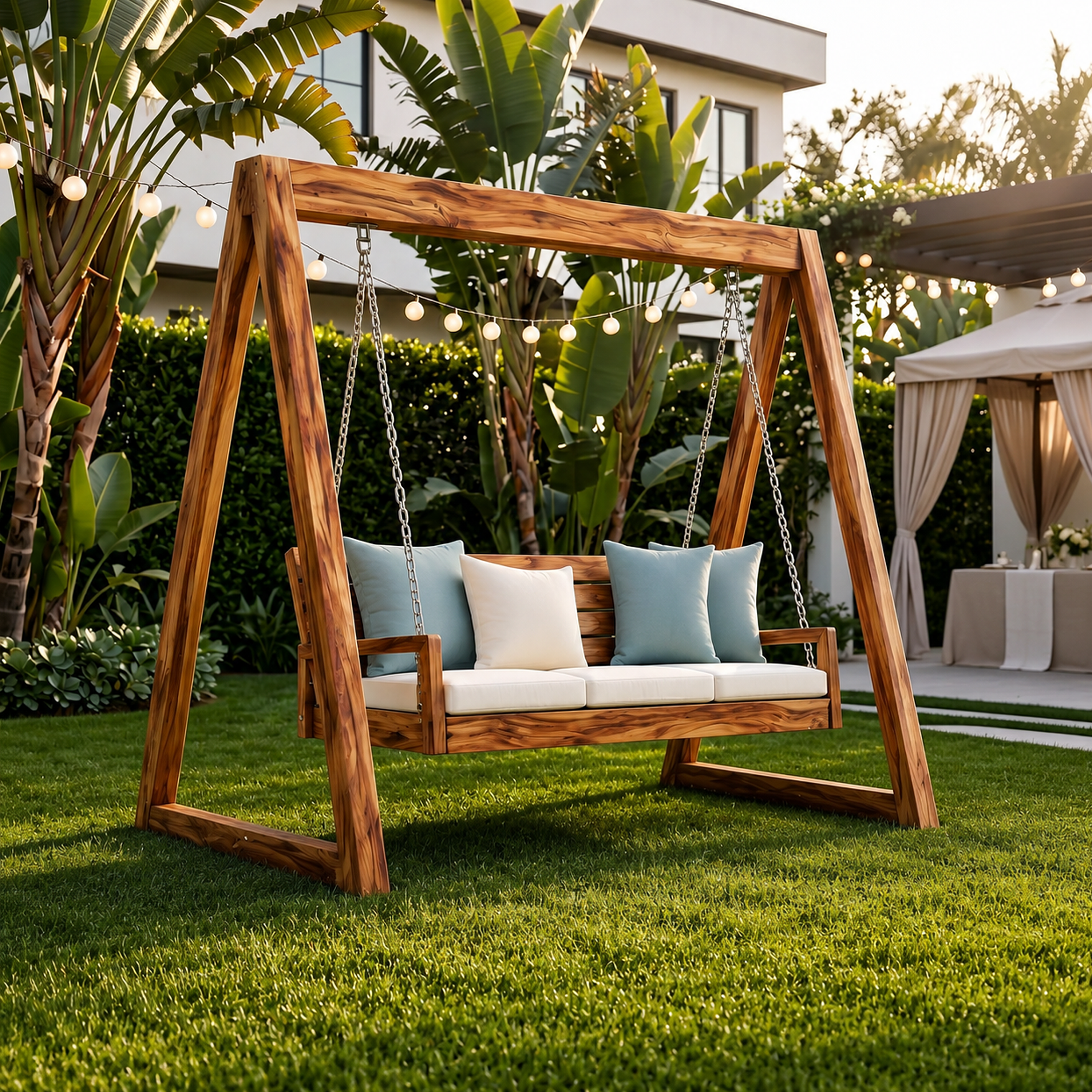 Tropical Wooden Garden Swing Backyard Lounge Seating SILDTTRSWI011