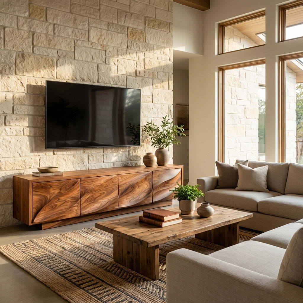 Modern Organic Wood TV Cabinet For Living Room RTTHHNTVC091