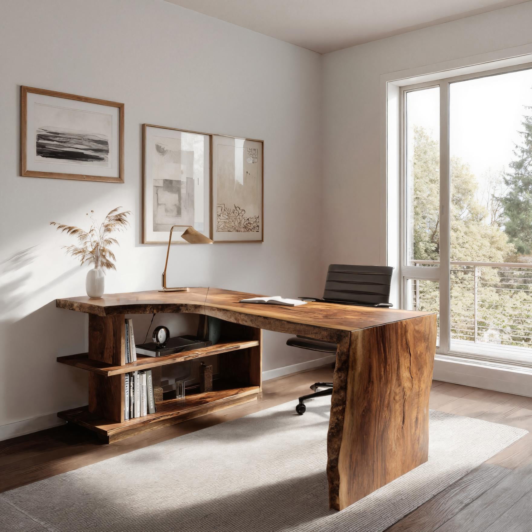 Modern L Shaped Desk With Bookshelf For Home Office SITHHNDE055