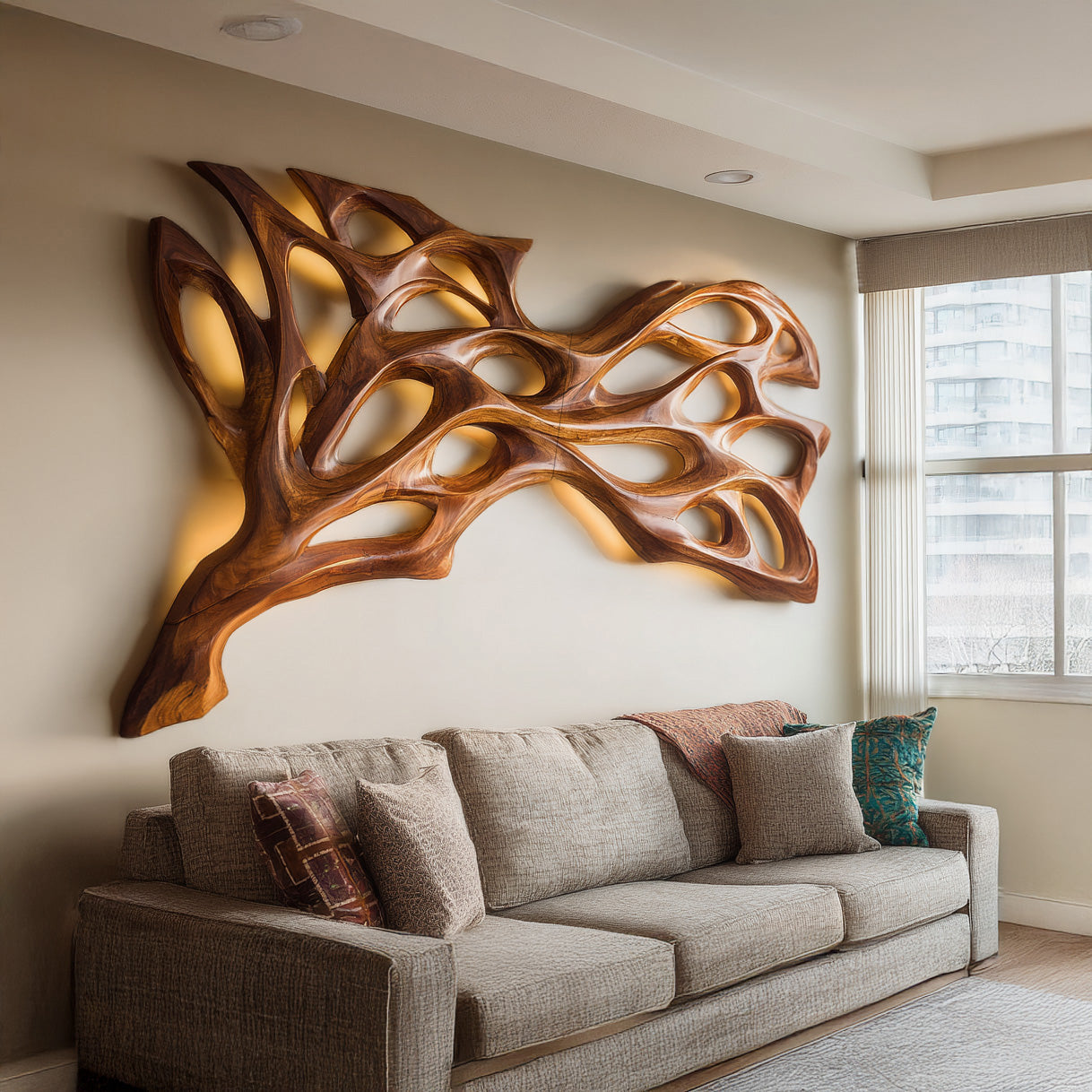 Abstract Natural Wood Wall Art For Modern Home RTTHHNWA183