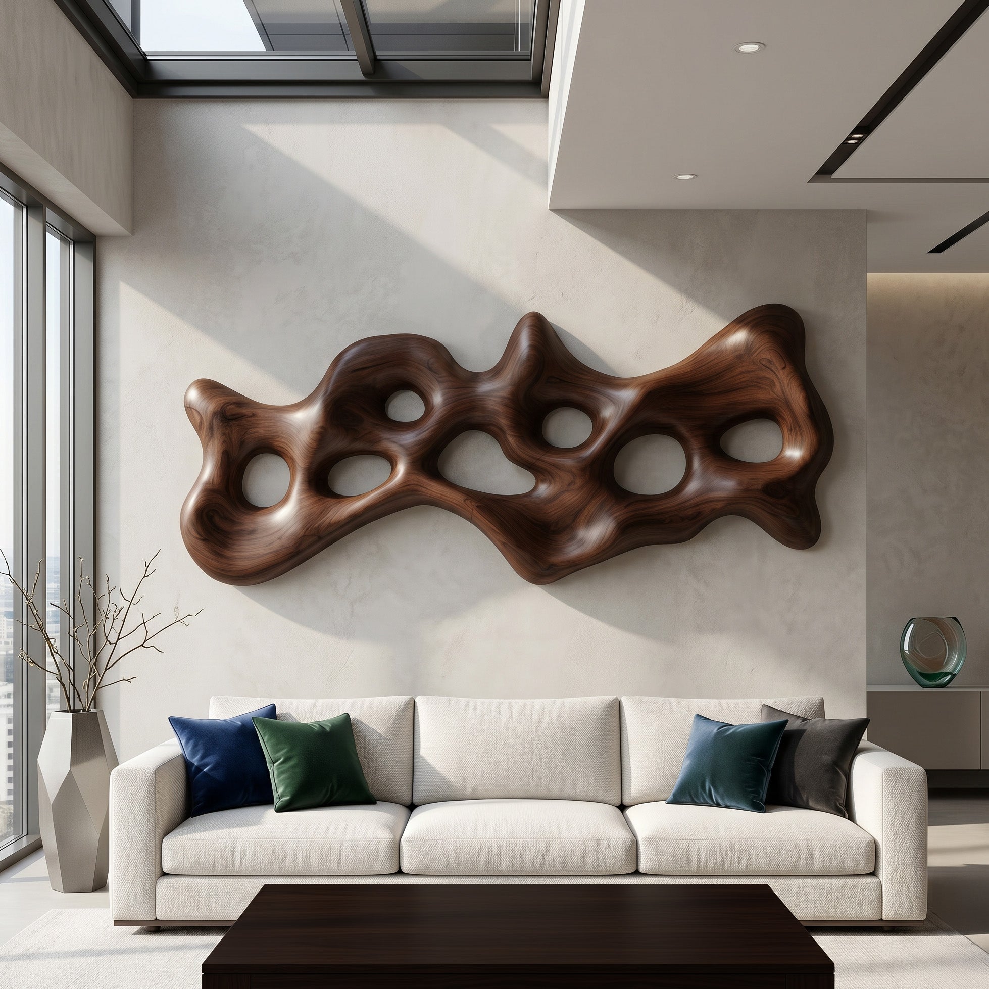 Organic Wall Art Sculpture With Carved Design For Living Room SITHHNWA012