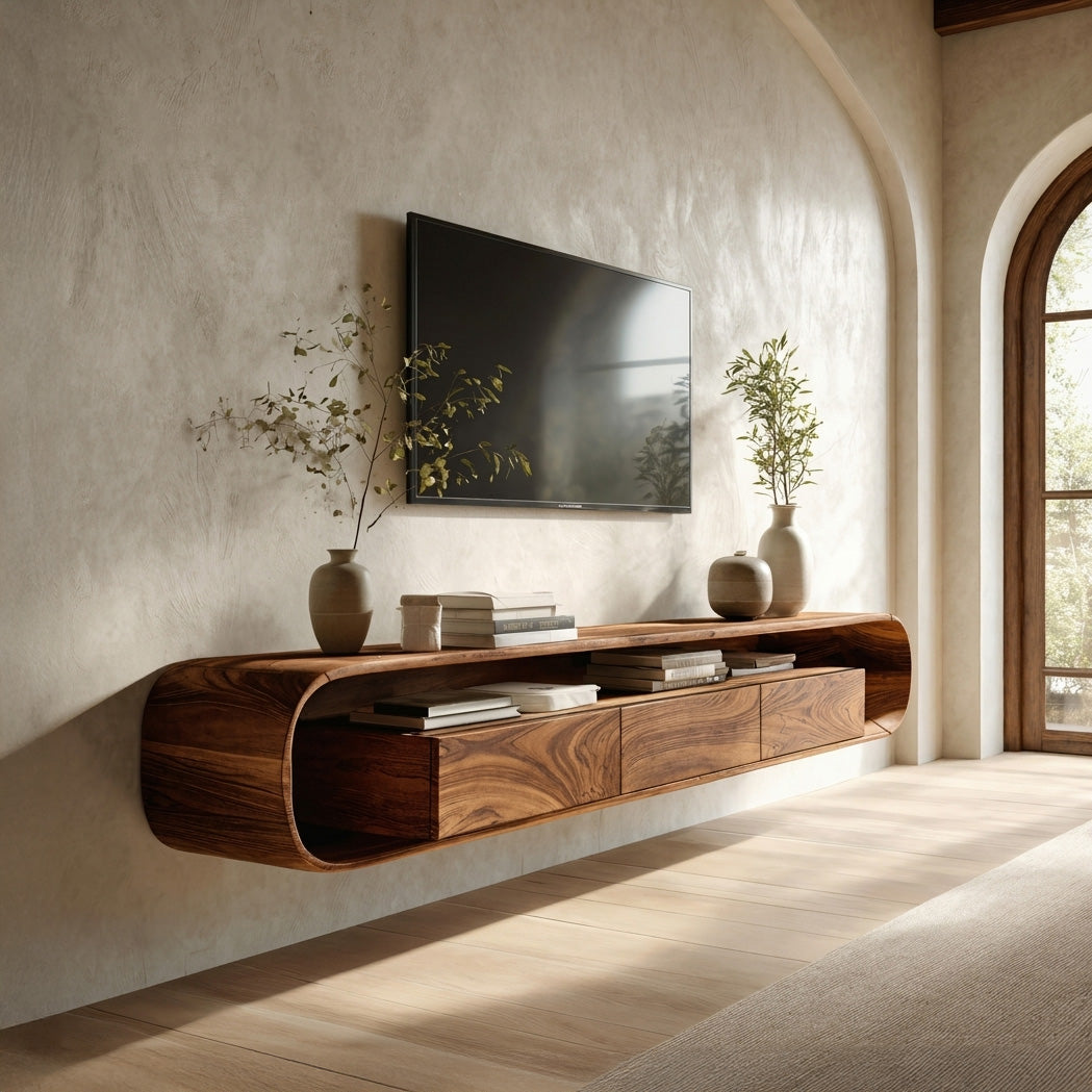 Organic Modern Floating TV Console For Living Room RTTHHNTVC059