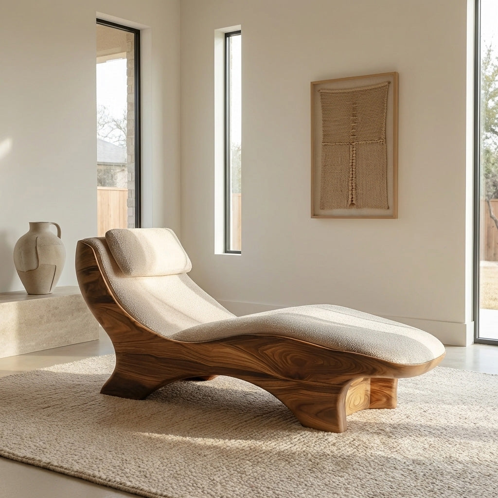 Sculptural Natural Wood Lounge Chair For Bedroom Corner RTTHHNSFA033