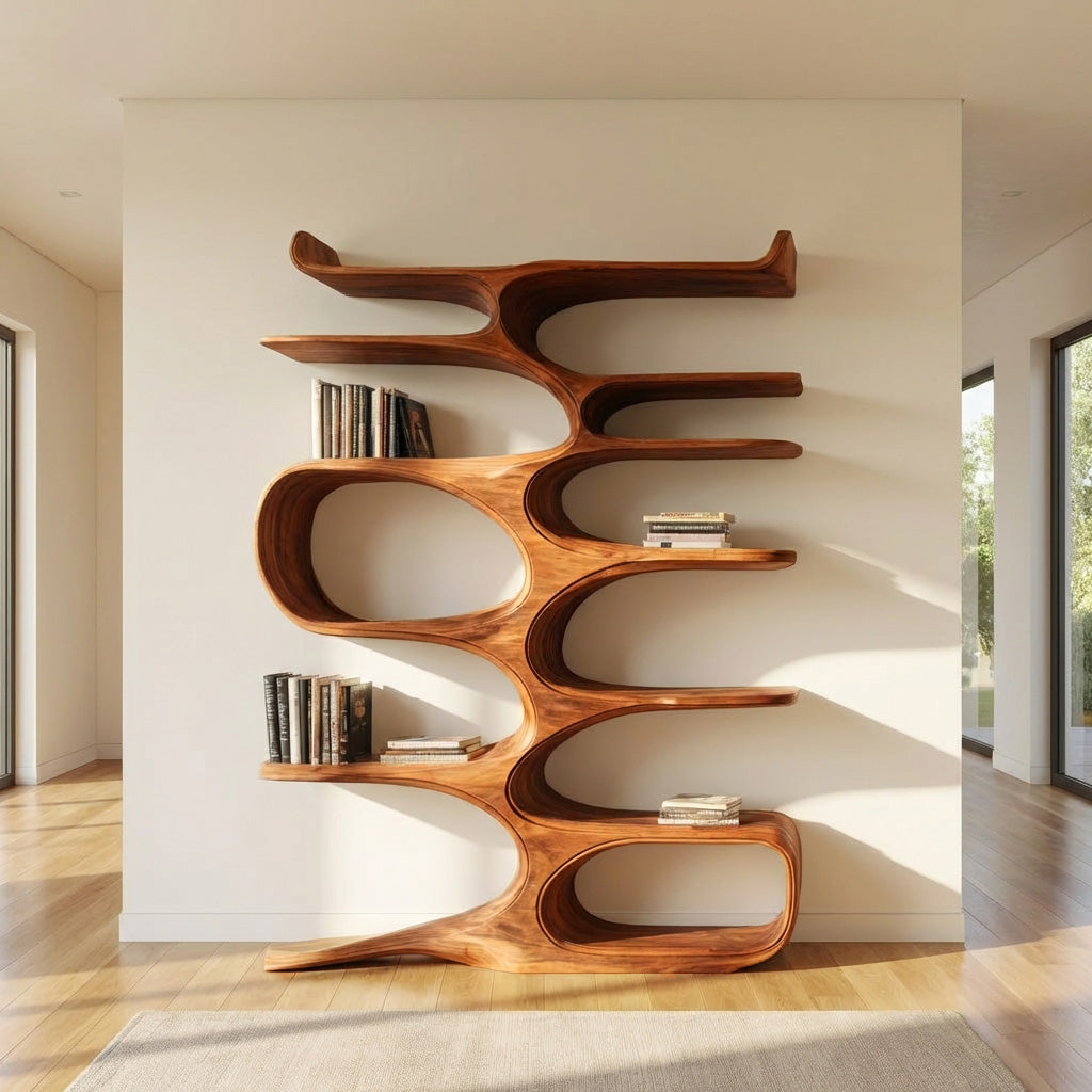 Mid Century Natural Wood Bookshelf For Living Room Furniture RTTHHNBS152