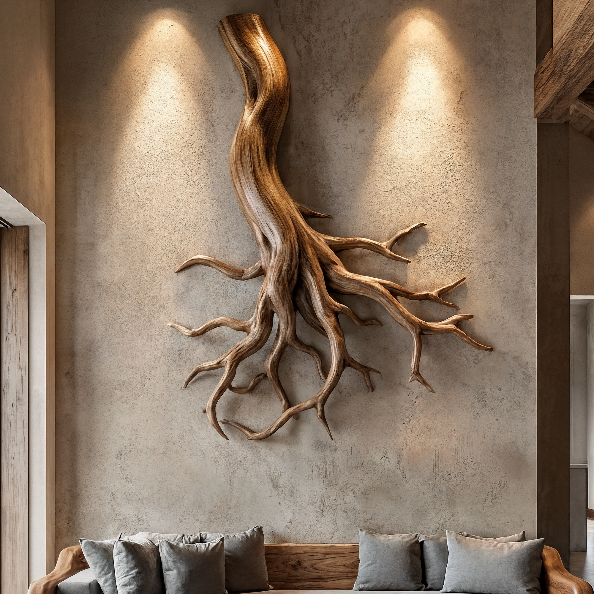 Rustic Organic Root Sculpture Wall Decor Living Room And Hallway SINLKIWD057