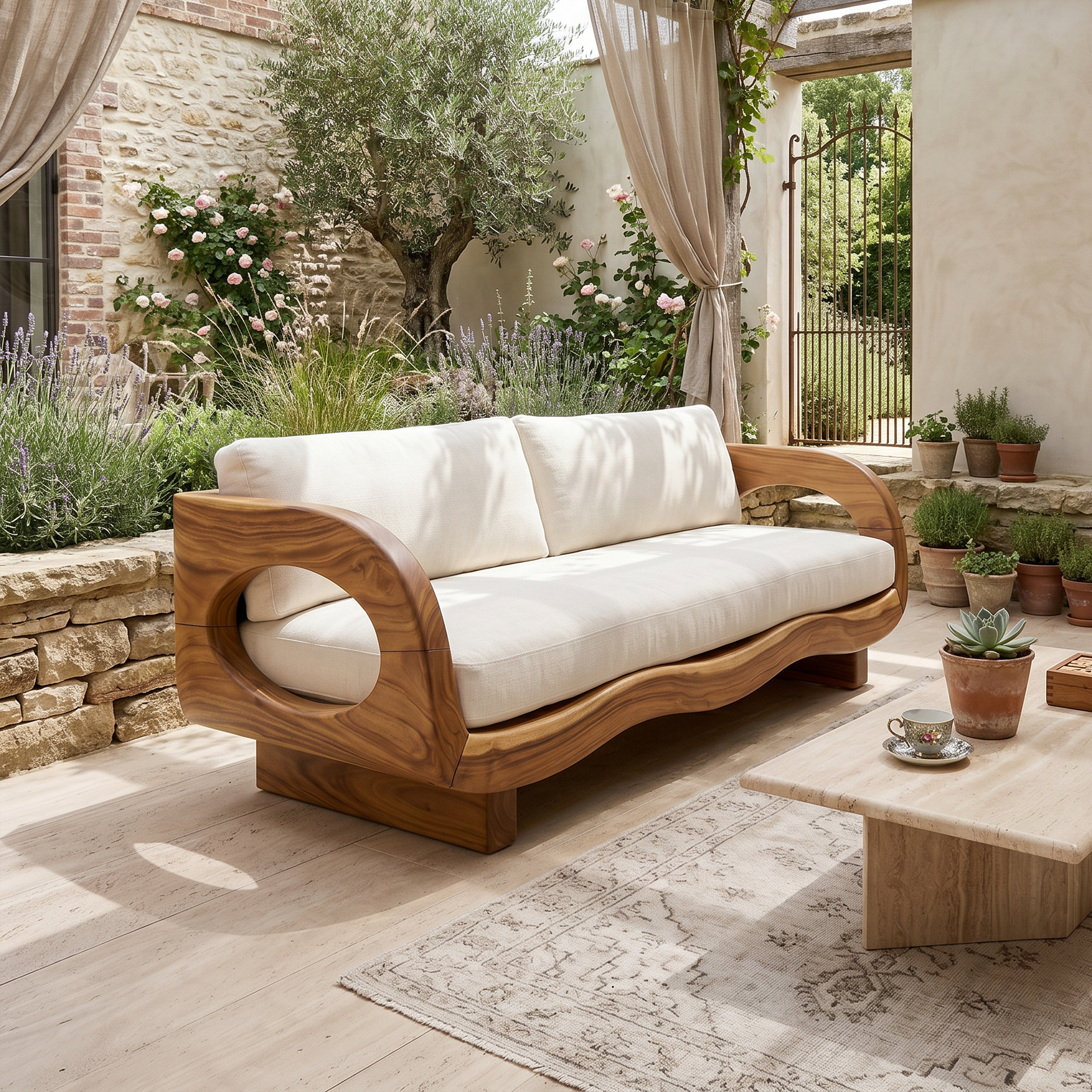 Rustic Contemporary Wood Sofa Garden Terrace Living Space SILDTTRSFA009