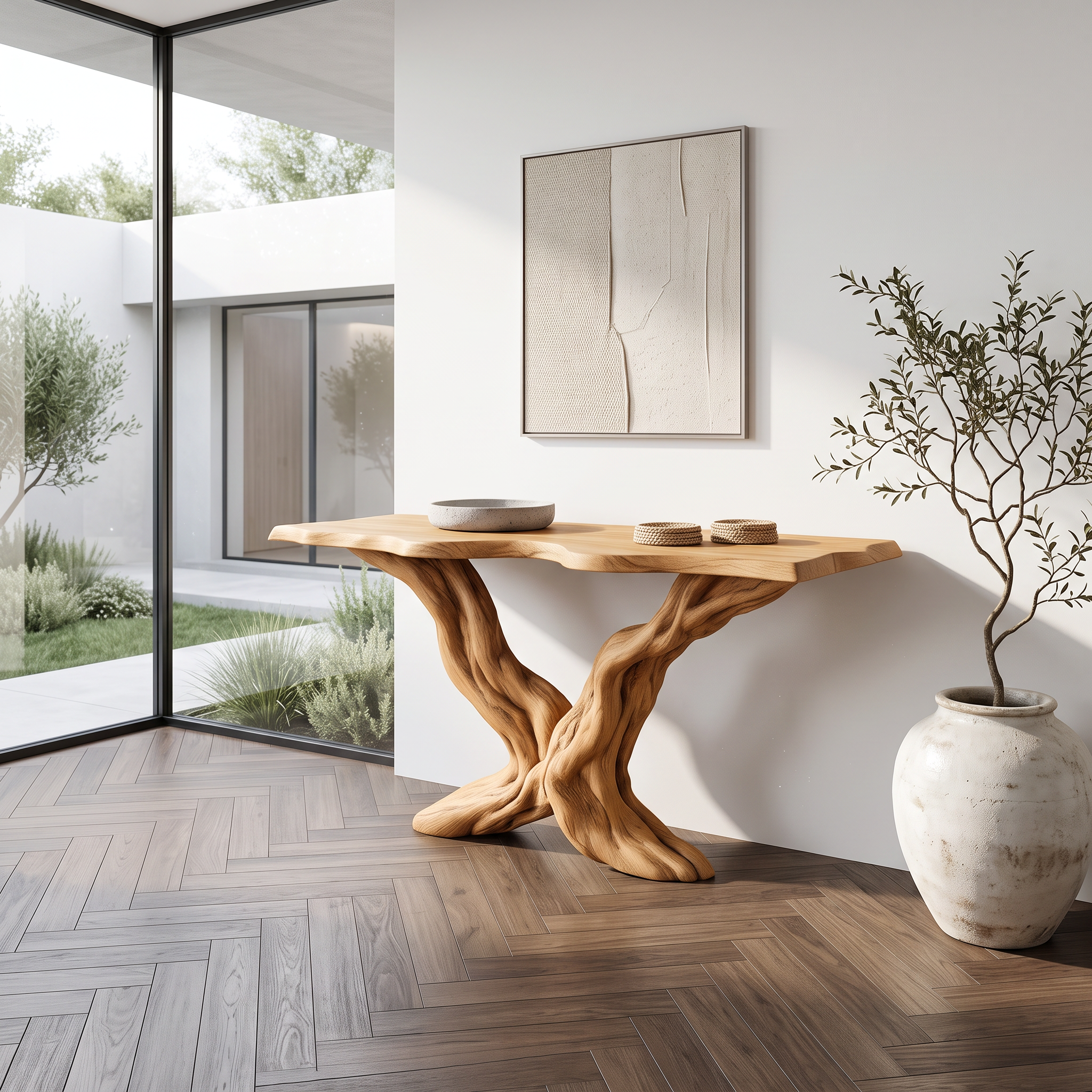 Rustic Sculptural Console Table Living Room Or Entryway SINLSACS270