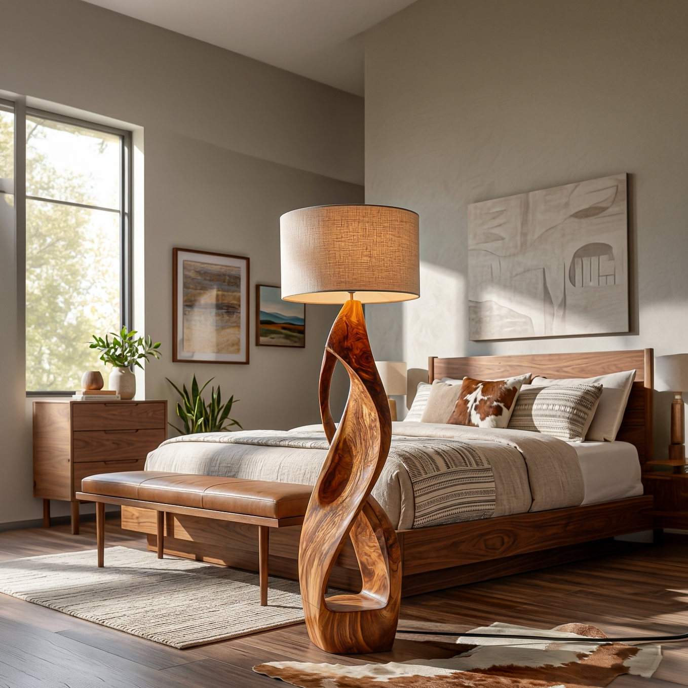 Modern Wooden Floor Lamp Twisted Body For Guest Room RTTHTTLAM045