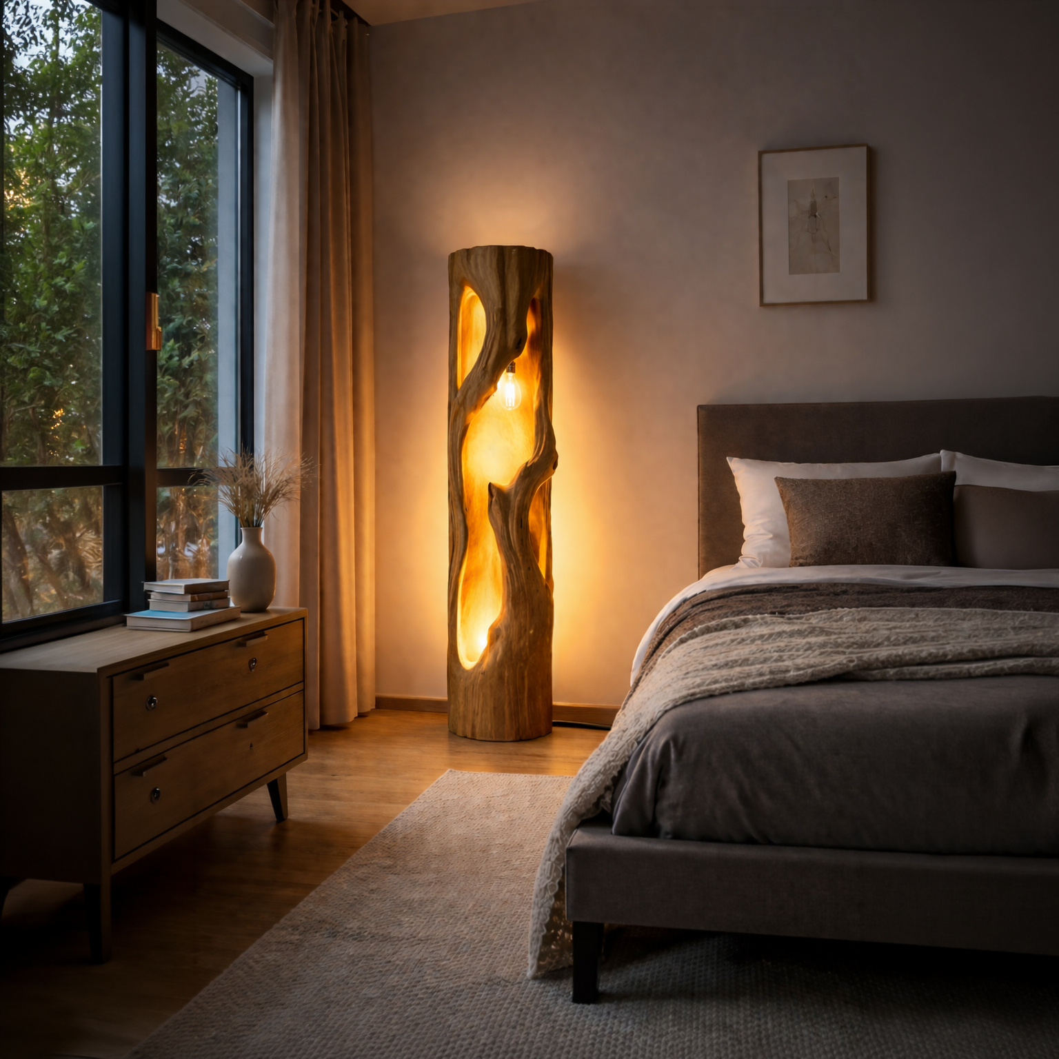 Rustic Natural Wood Floor Lamp For Statement Living Room RTTHTTLAM049