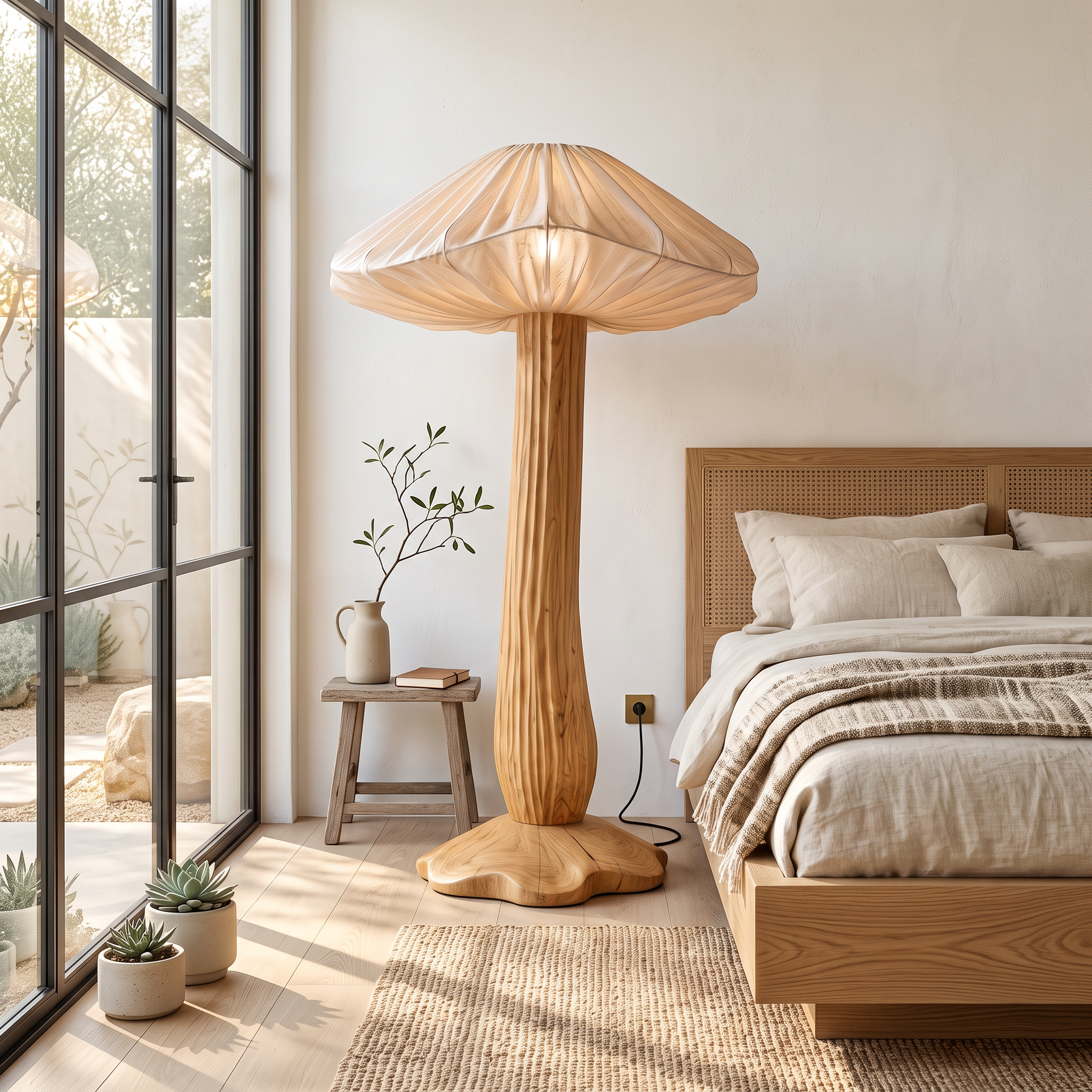 Rustic Floor Lamp Voan Mushroom Shade Living Room SINLSAFLP132