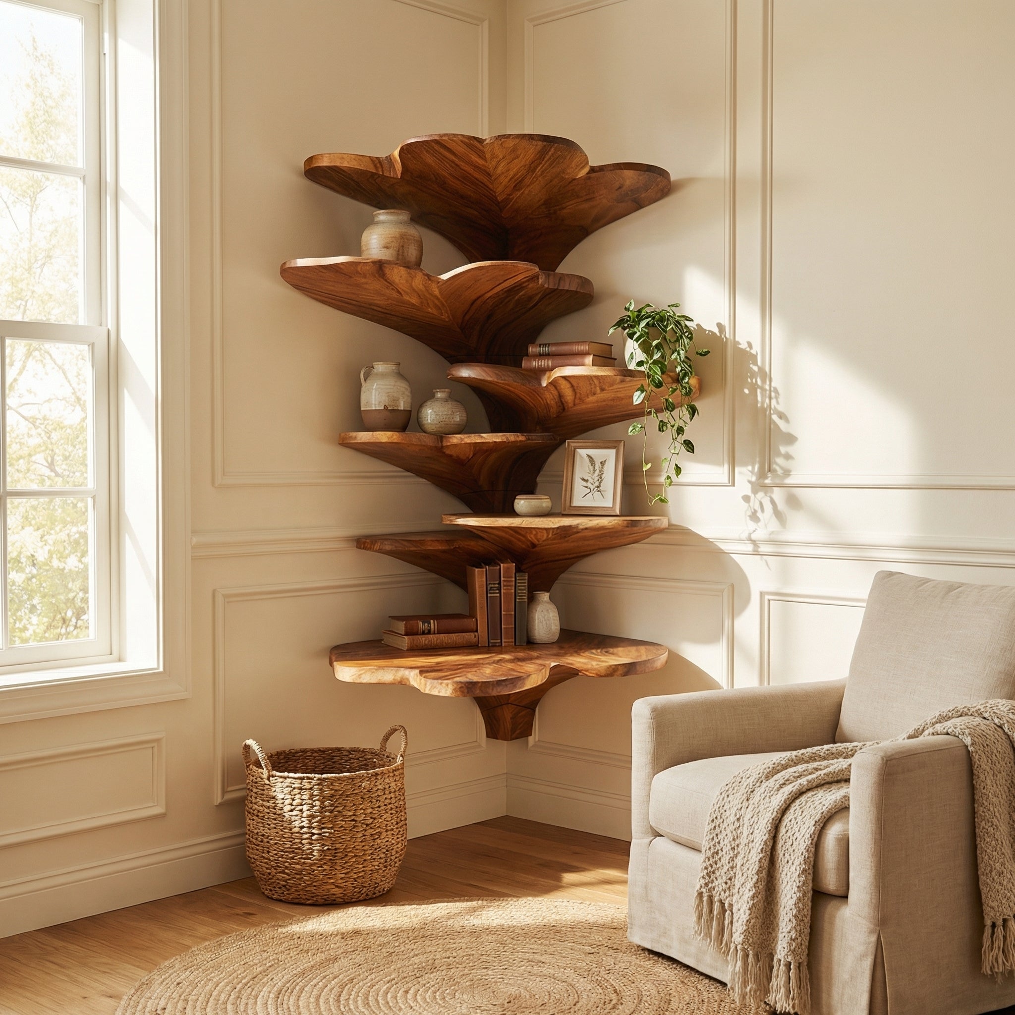 Boho Leaf Shape Corner Shelf Nursery Wall Decor Display SILDTTRCLS006