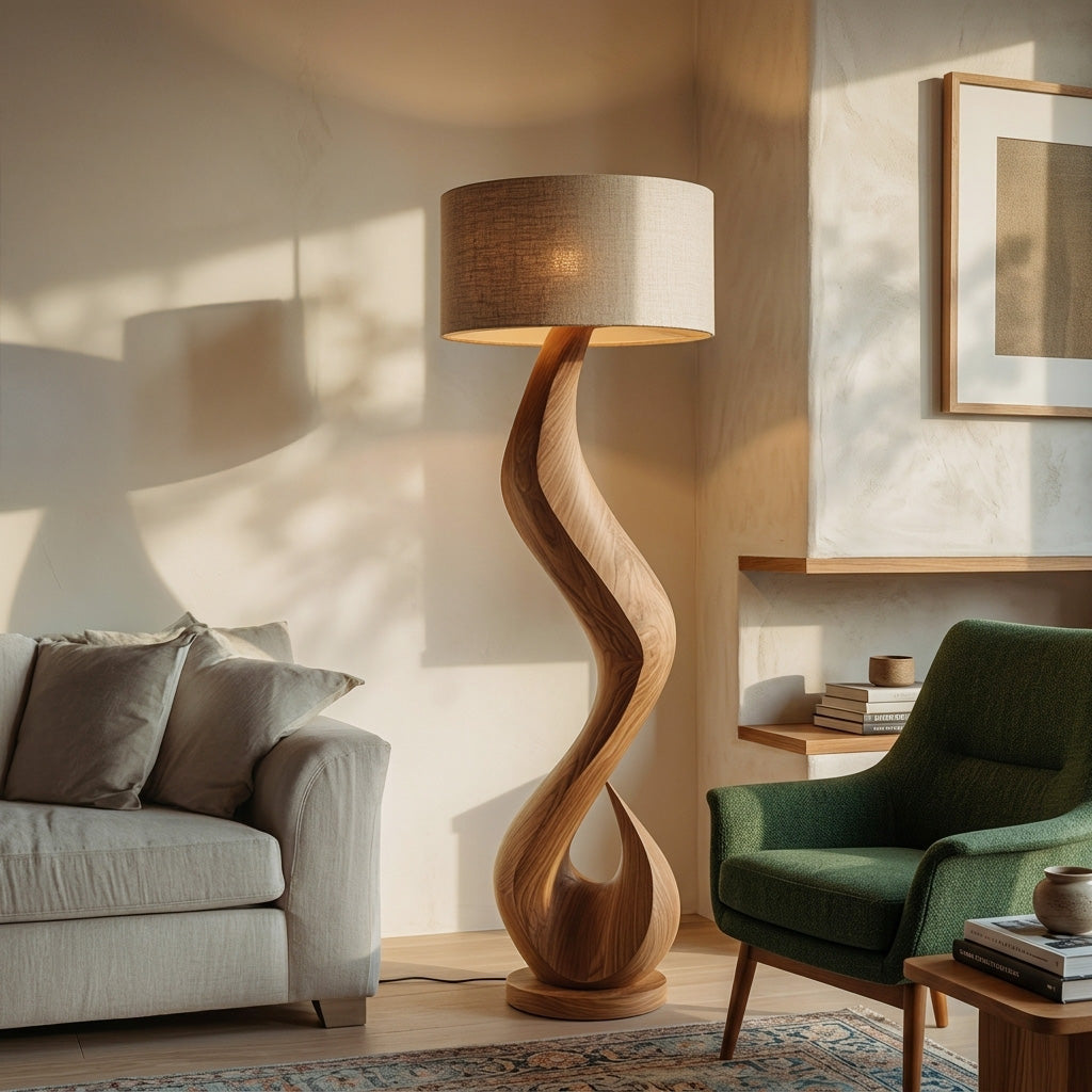 Modern Floor Lamp With Flowing Form For Living Room Corner RTTHHNLAM075
