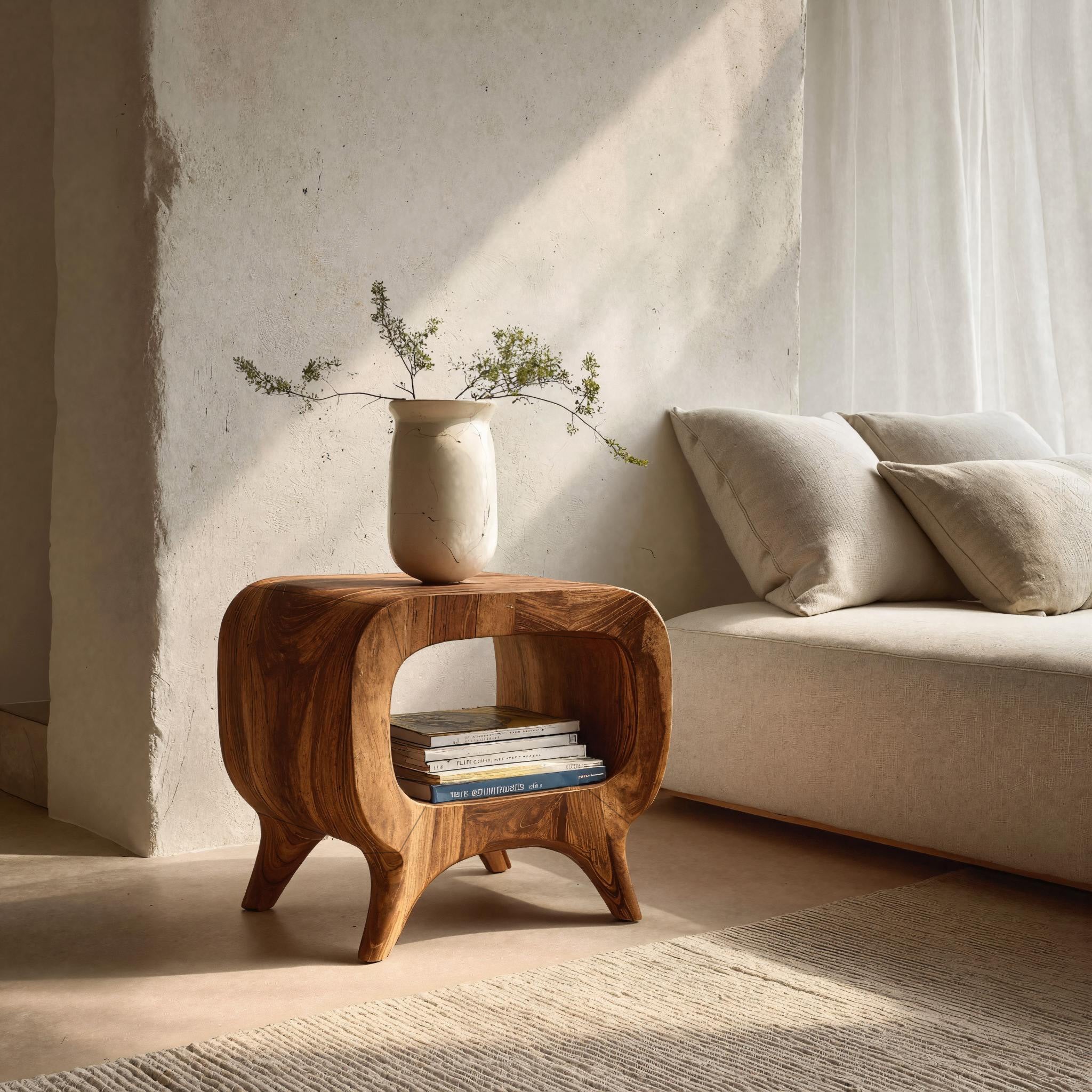 Modern Wood Nightstand With Rounded Edges For Bedroom RTTHHNNS029