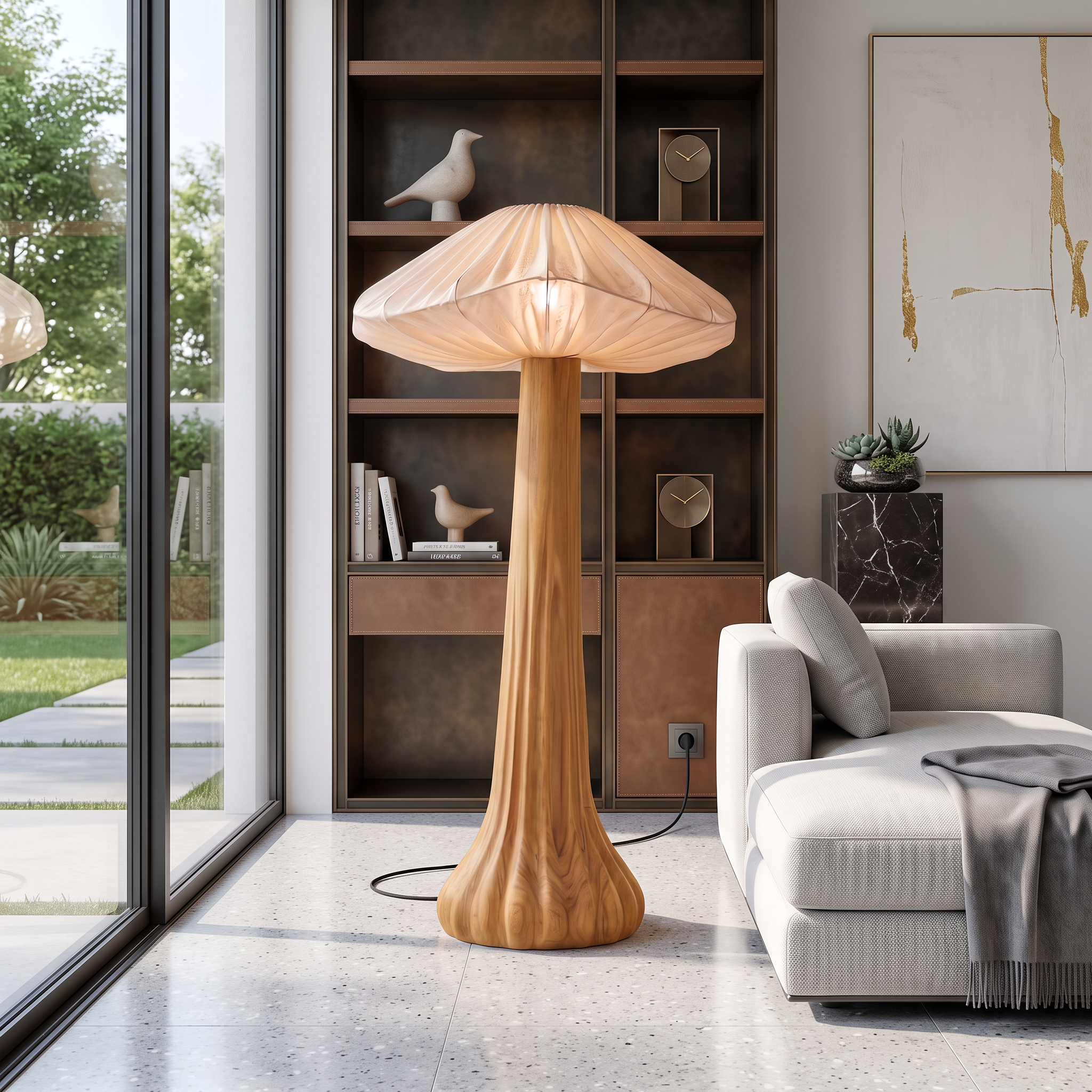 Contemporary Floor Lamp Organic Mushroom Design Reading Corner SINLSAFLP133