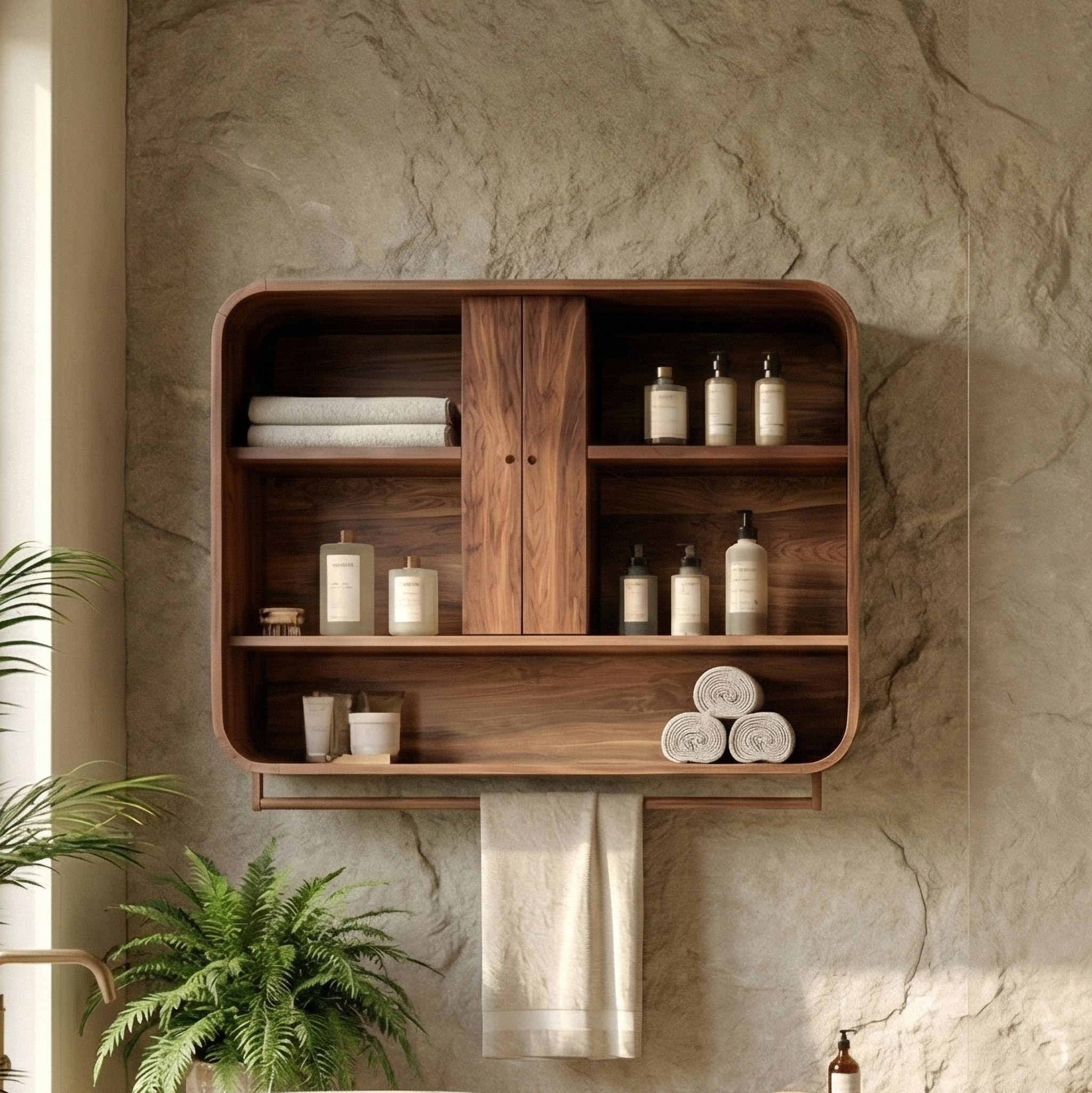 Minimalist Bathroom Cabinet Solid Natural Wood Material For Bathroom Space SINLSABCT012