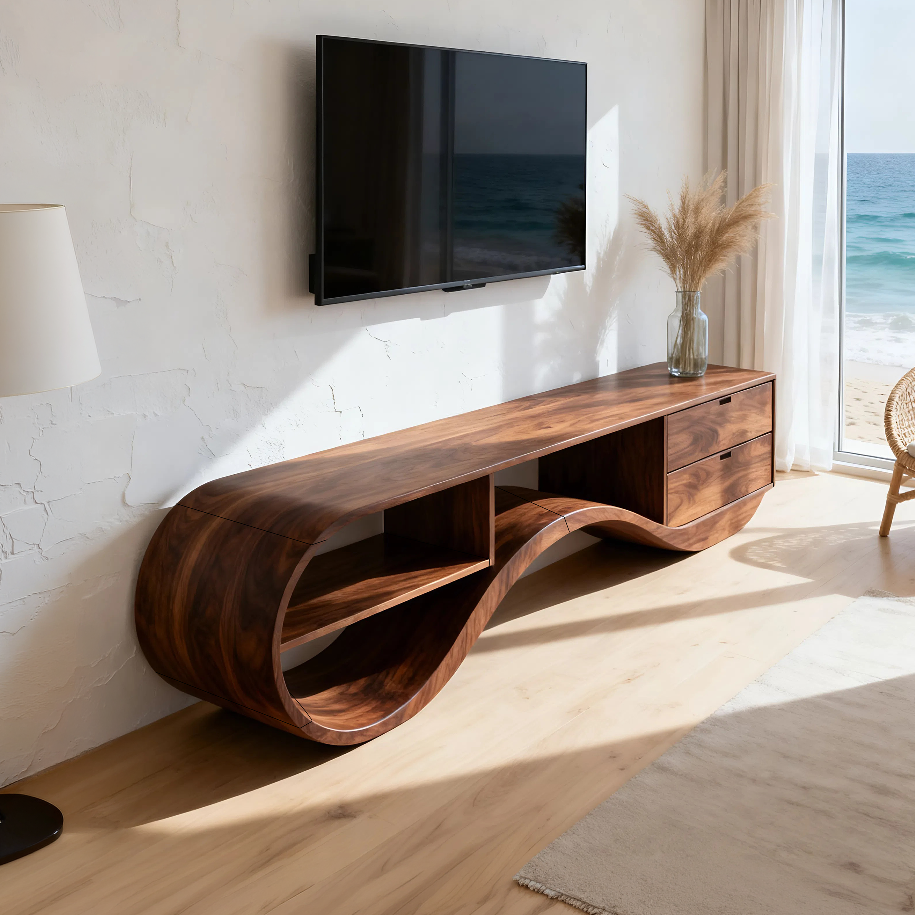Minimalist Organic TV Console For Home Theater SILDTTNTVC133