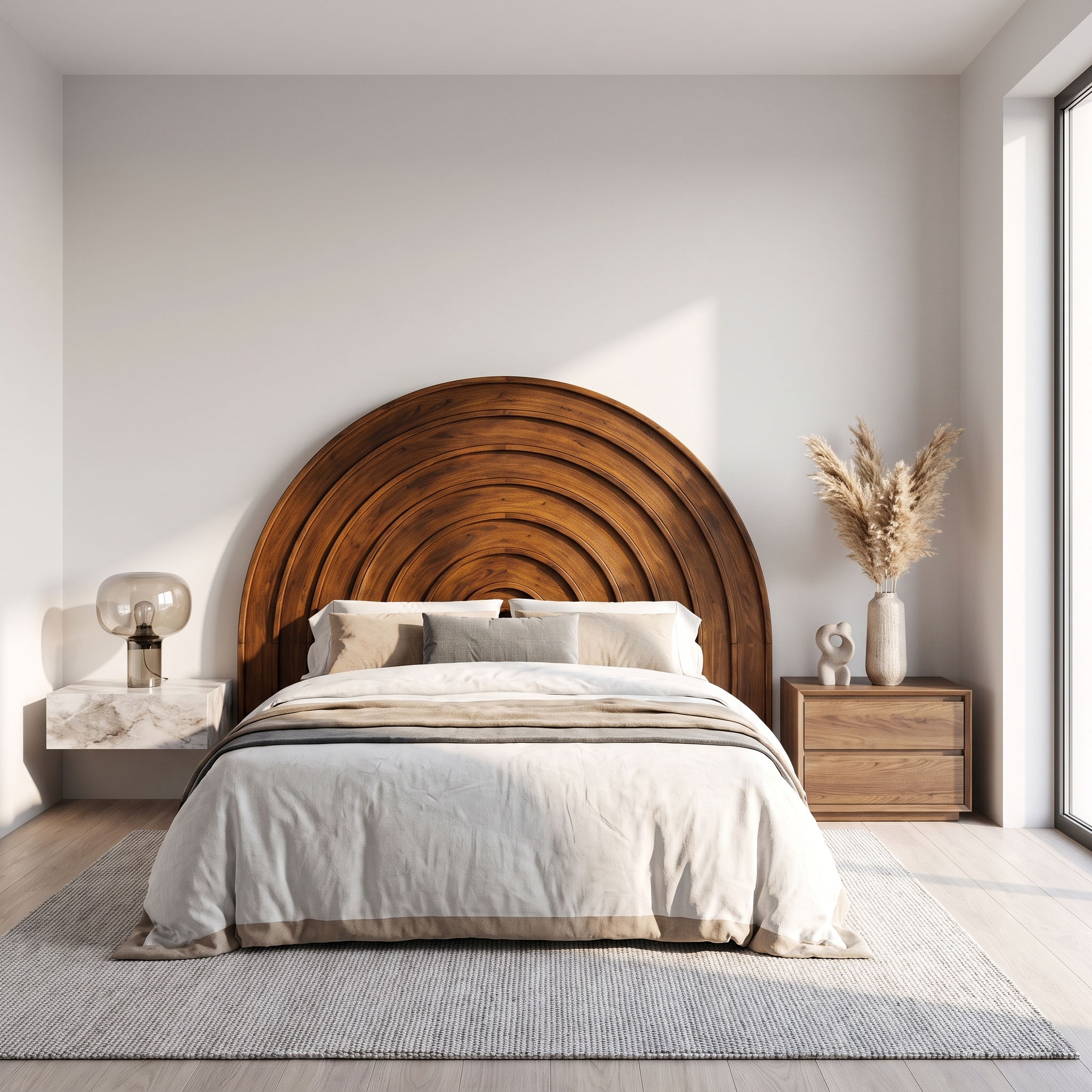 Contemporary Arched Headboard Wooden Bed Headboard For Bedroom SINLSAHB049
