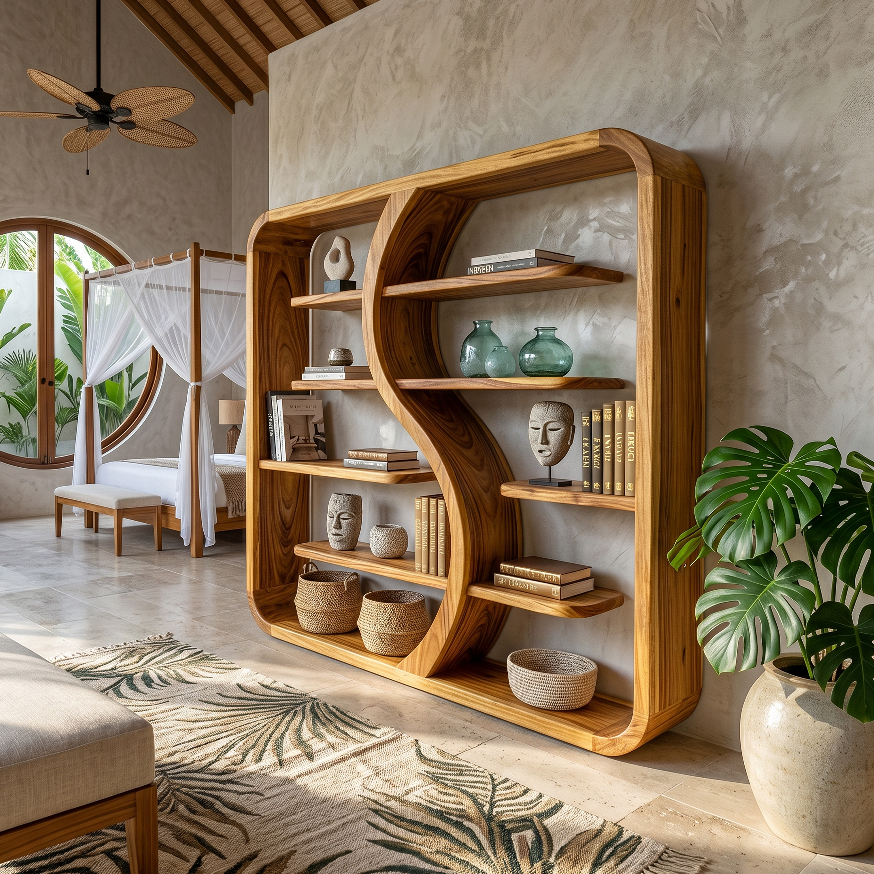 Organic Solid Wood Bookcase For Nature Inspired Homes SILDTTRBS035