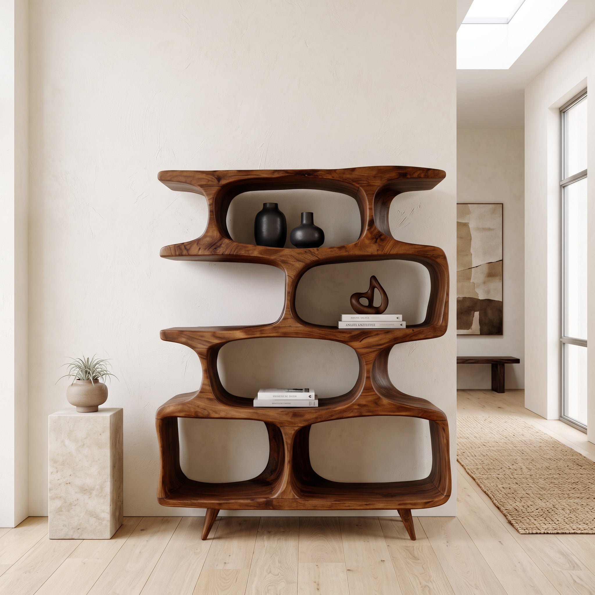 Modern Open Wooden Bookshelf For Beach House RTTHHNBS137