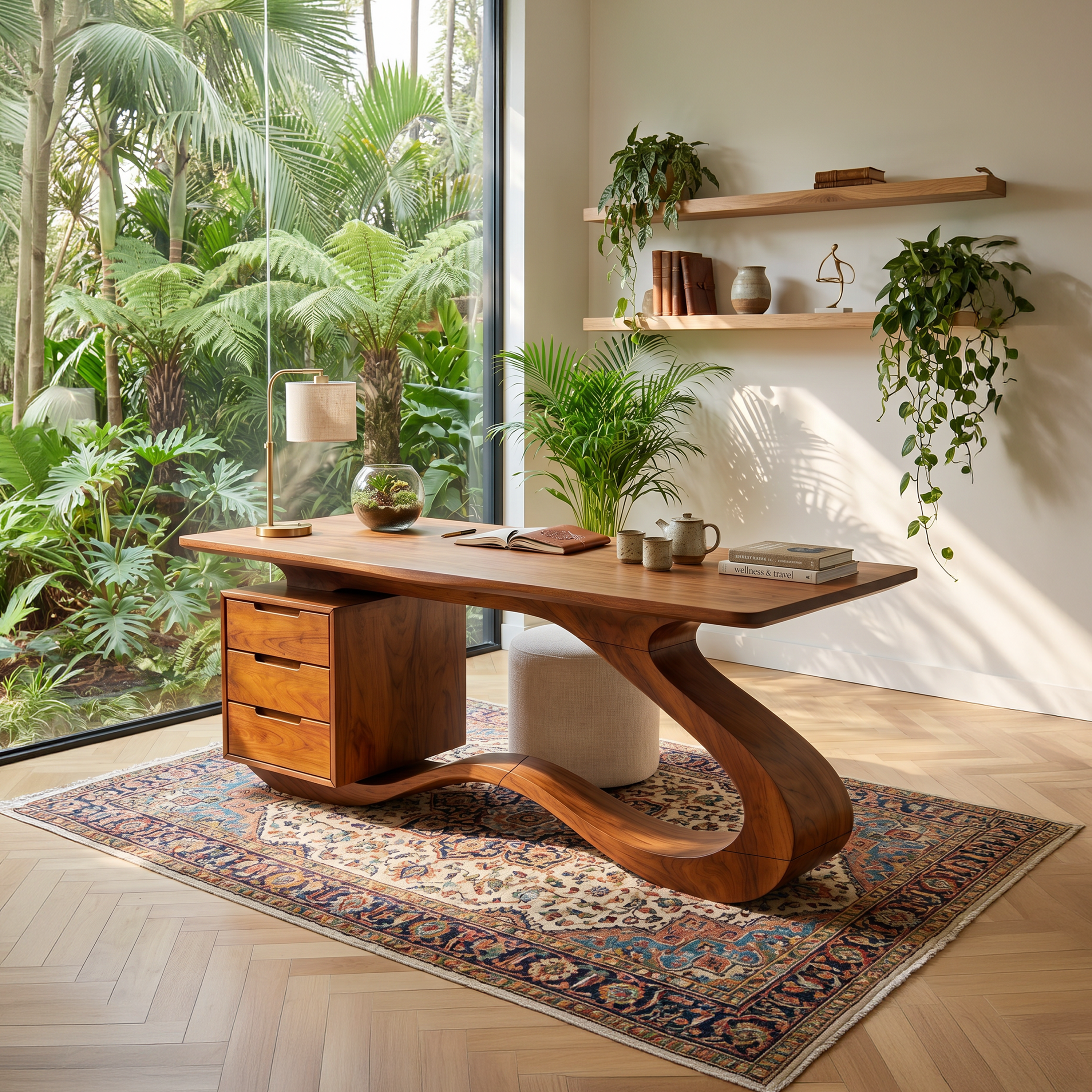 Modern Streamline Desk With Storage Cabinet For Workspace SILDTTNDE040