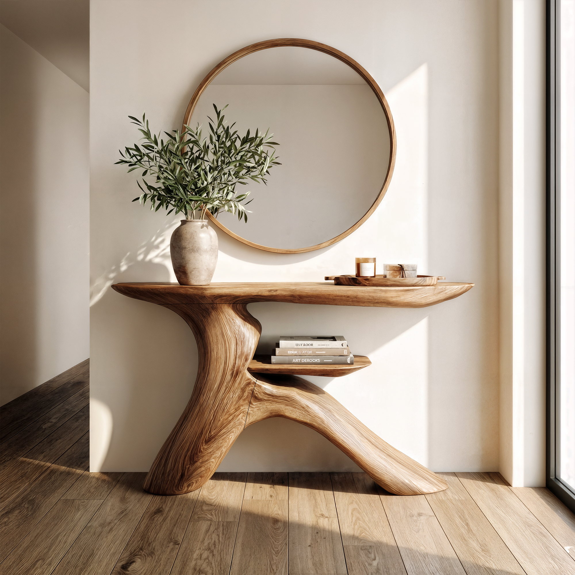 Minimalist Console Table Natural Wood Entryway Living Room SINLKICS533