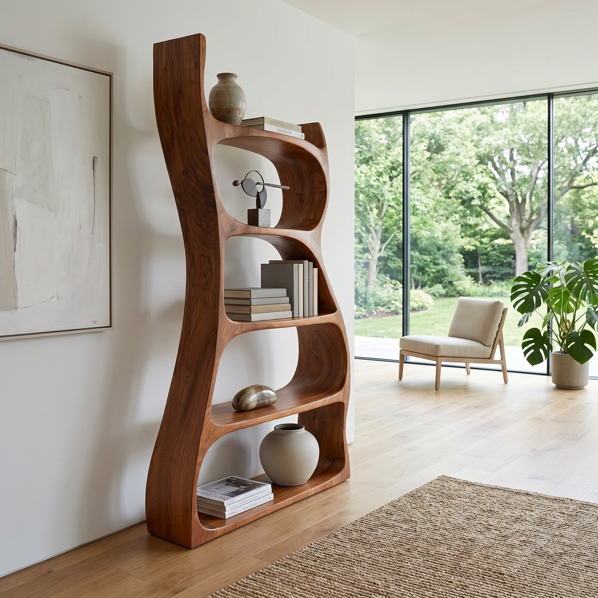 Elegant Natural Wood Standing Shelf For Entryway Display Decor RTTHHNSS030