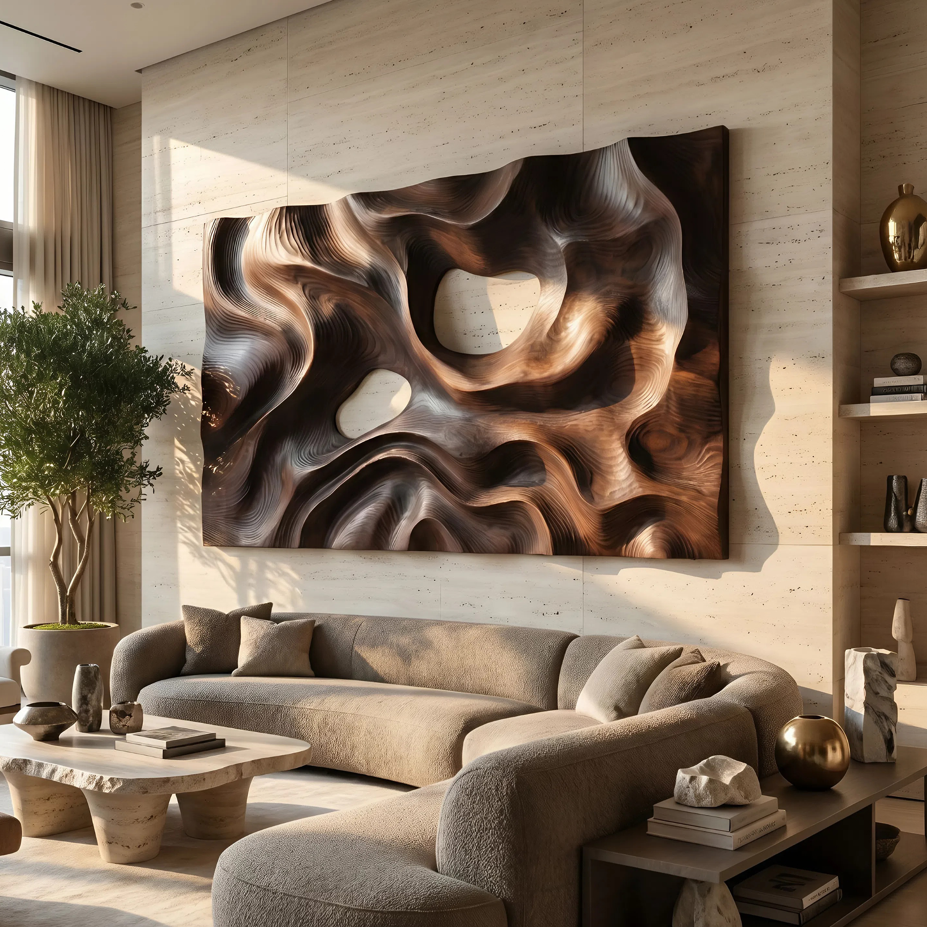 Contemporary Carved Wall Decor Panel For Living Room SILDTTNWA078