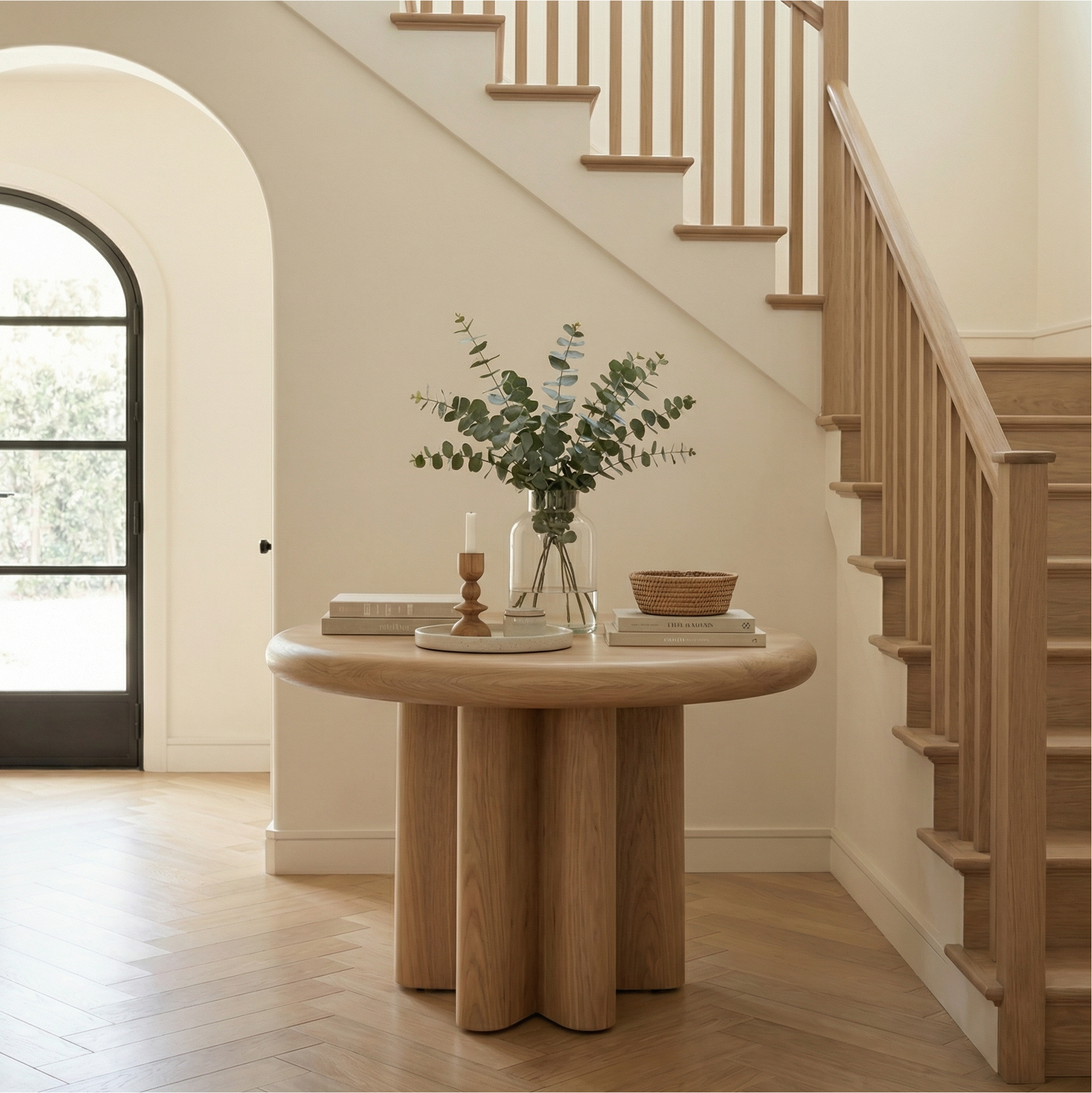 Modern Minimalist Round Entryway Foyer Table For Entryway Home Decor SINLSAFT002