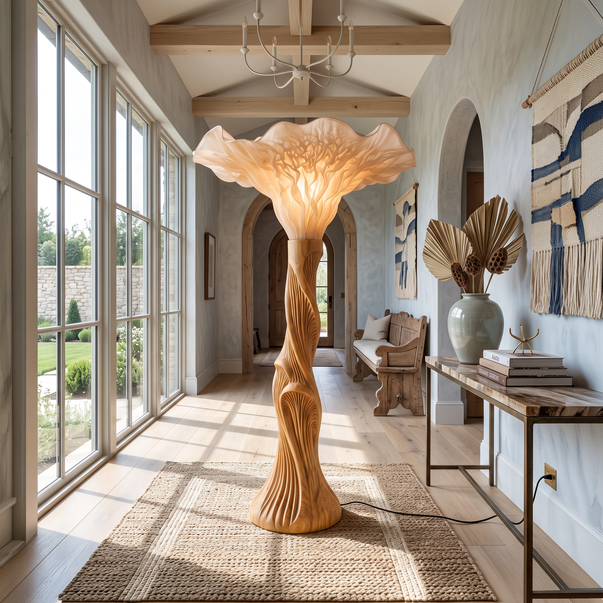 Boho Floor Lamp Blooming Mushroom Shade Reading Nook SINLSAFLP138
