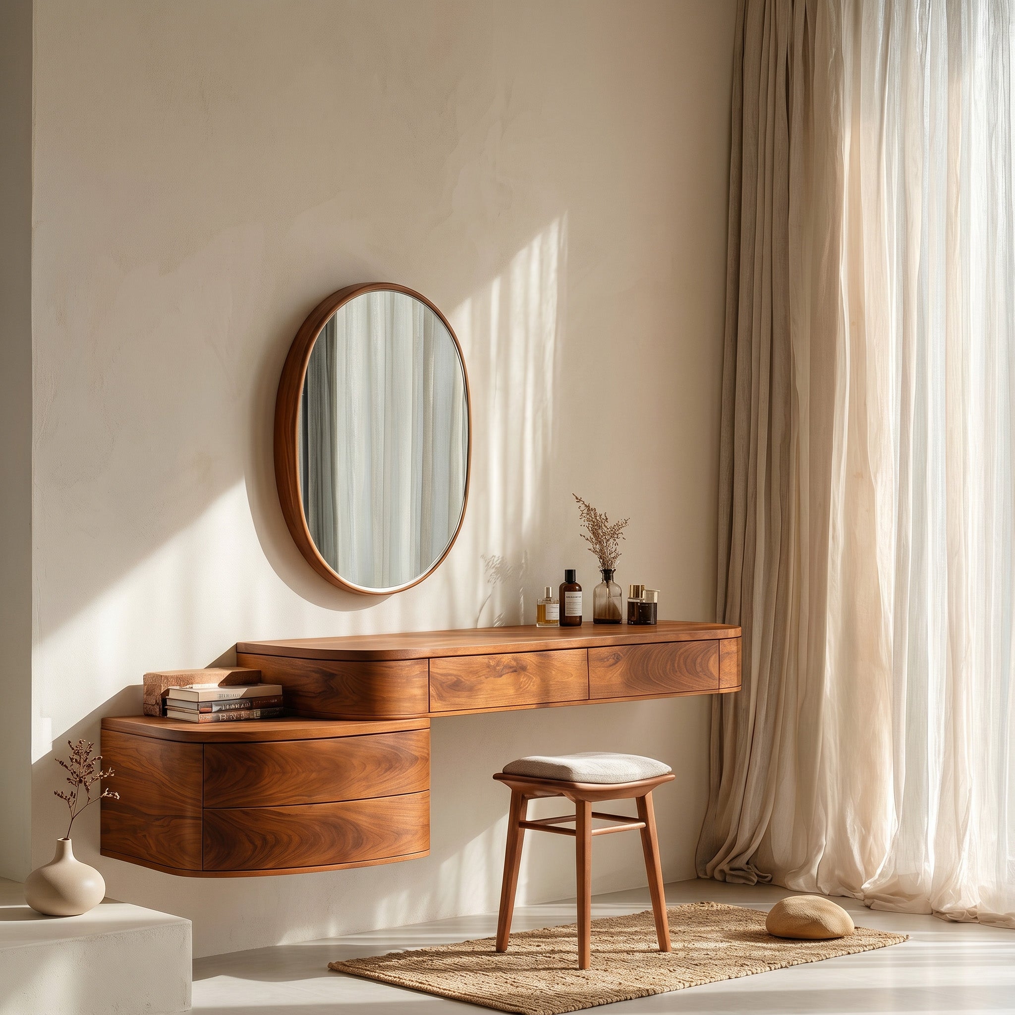Modern Wooden Wall Mounted Makeup Vanity For Bedroom RTTHHNVAN020
