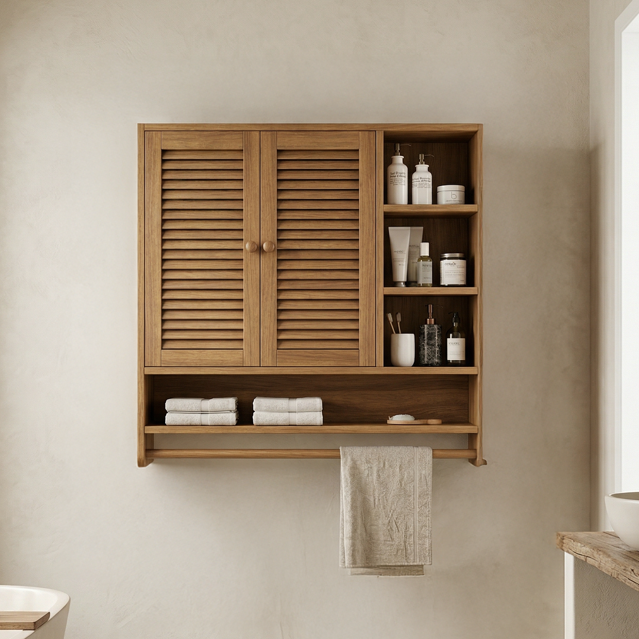 Rustic Bathroom Cabinet Solid Wood For Bathroom Space SINLSABCT015