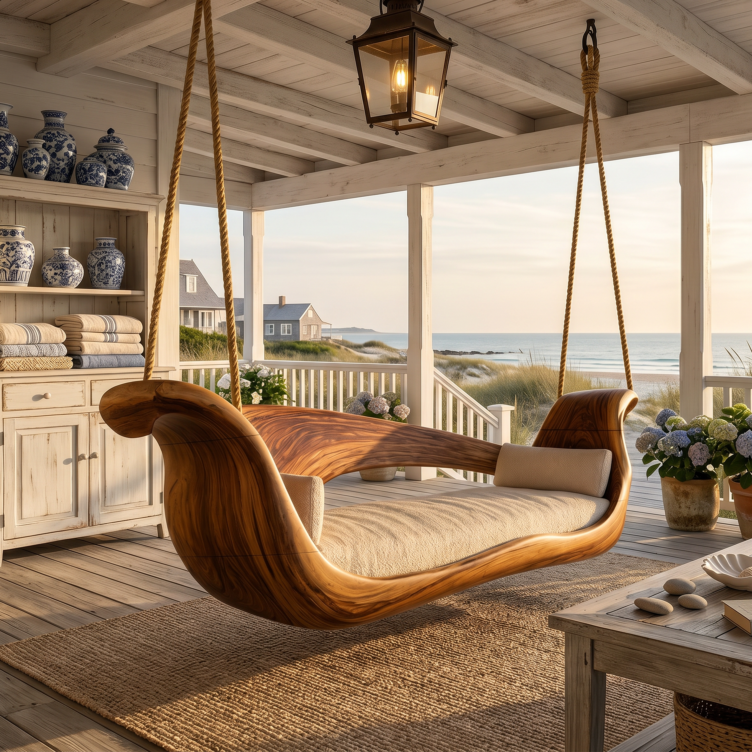 Artistic Sculptural Wooden Swing Bed Coastal Living Collection SILDTTRSWI006