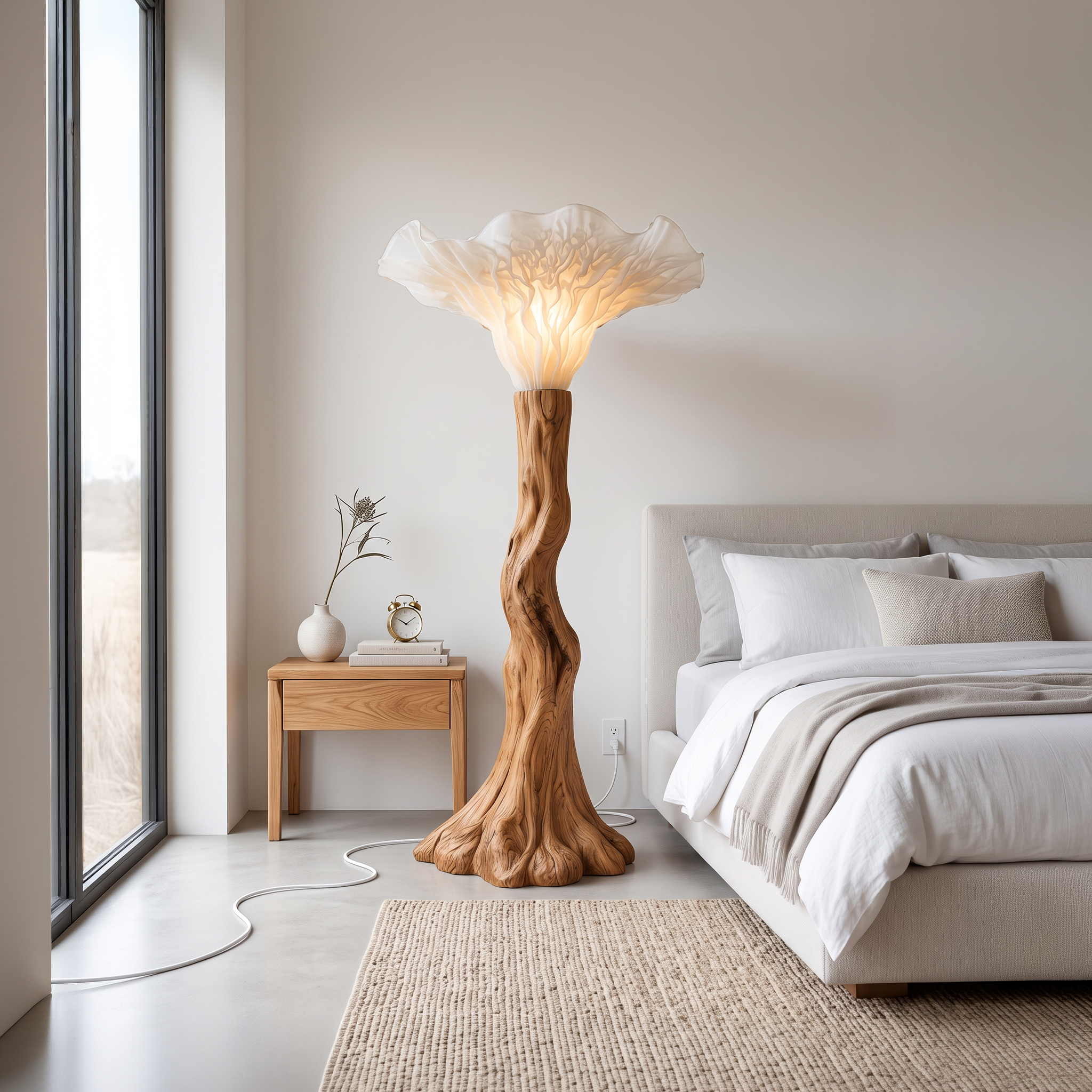 Japandi Floor Lamp Carved Mushroom Base Living Room SINLSAFLP140