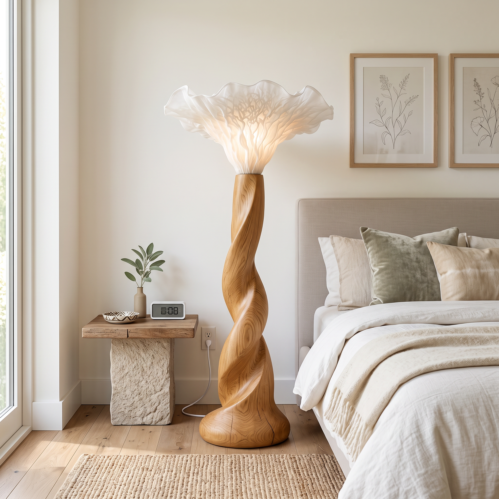 Organic Floor Lamp Blooming Mushroom Shade Lounge SINLSAFLP141