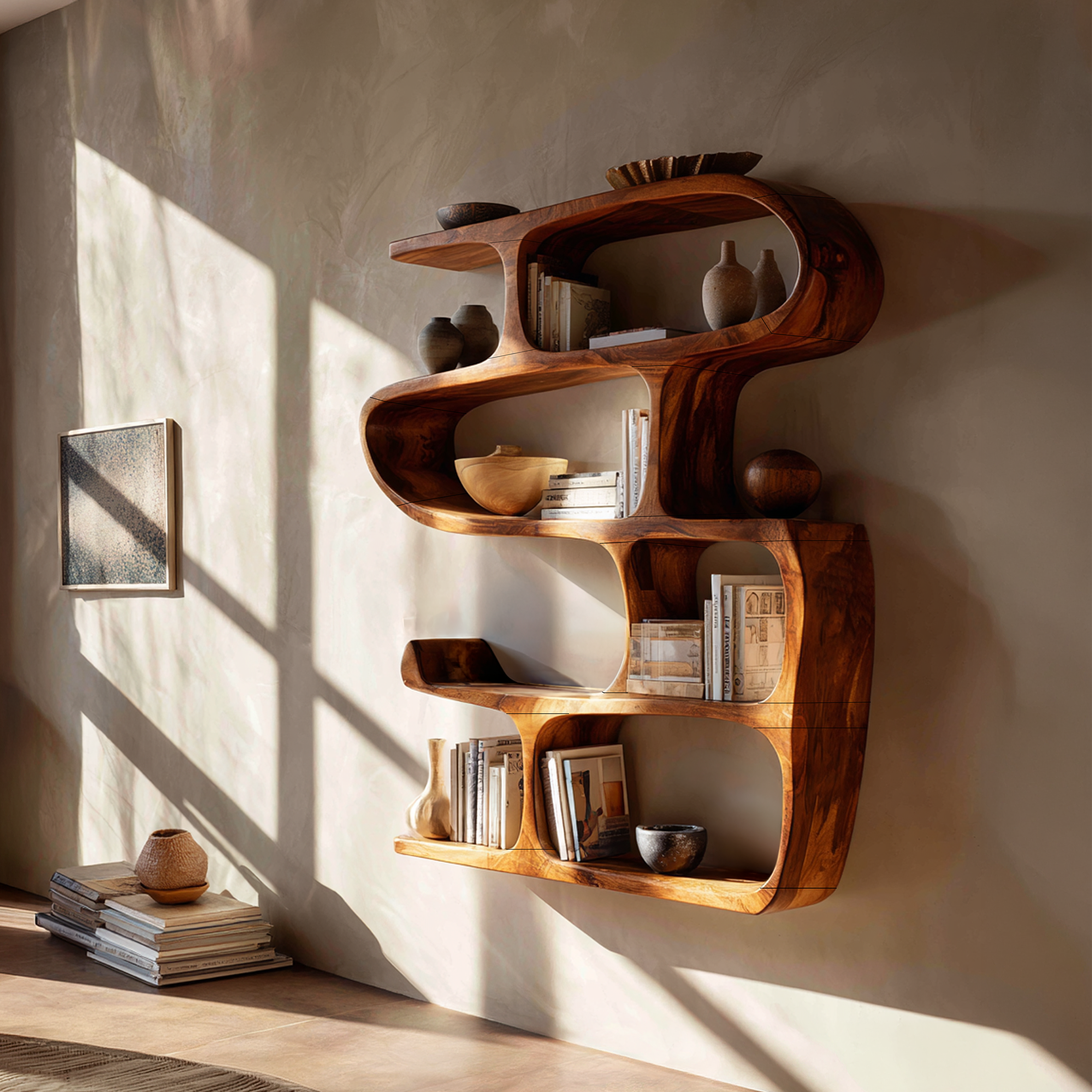 Modern Curved Bookshelf Entryway Storage Display SILDTTRBS009