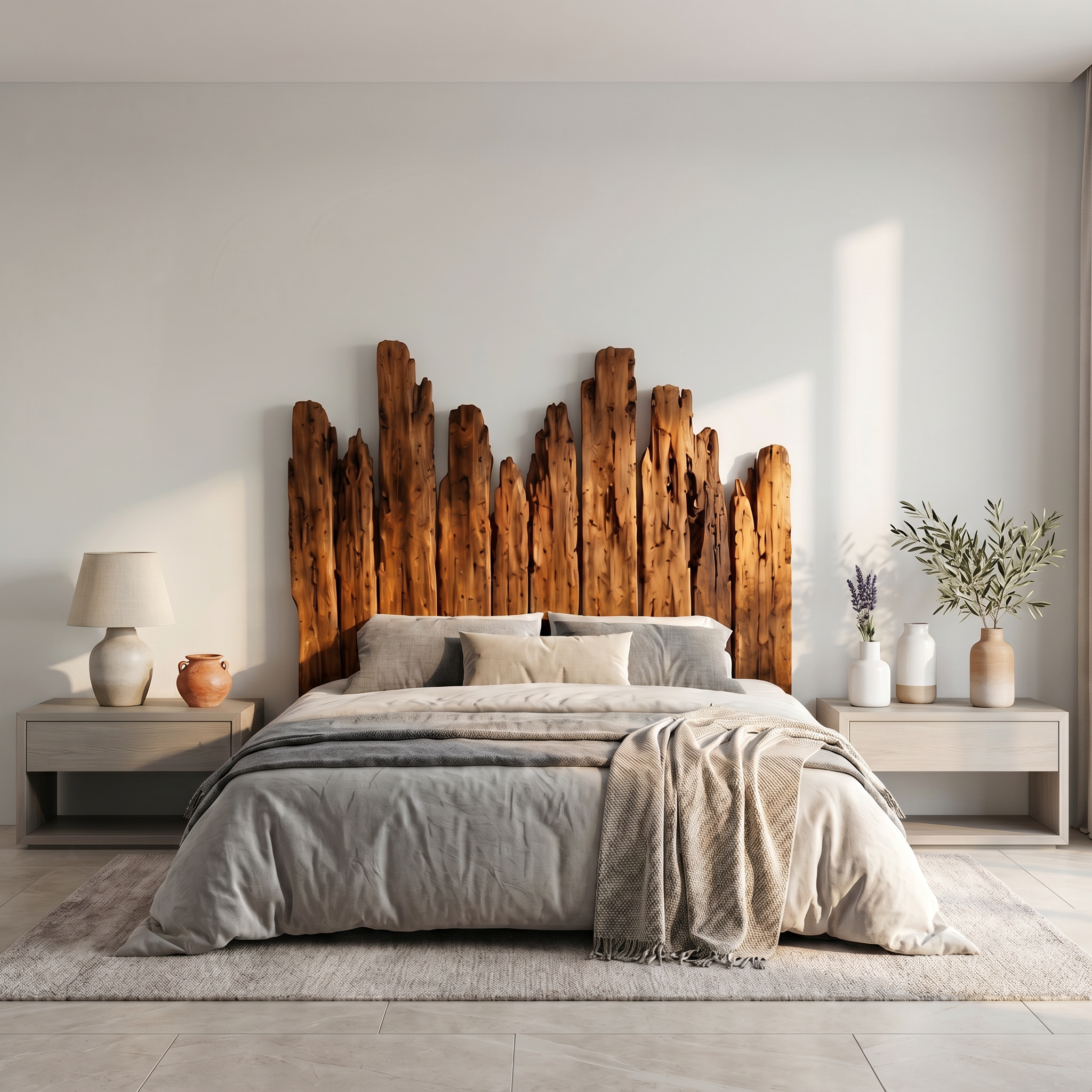 Rustic Skyline Headboard Wooden Bed Headboard For Bedroom SINLSAHB056