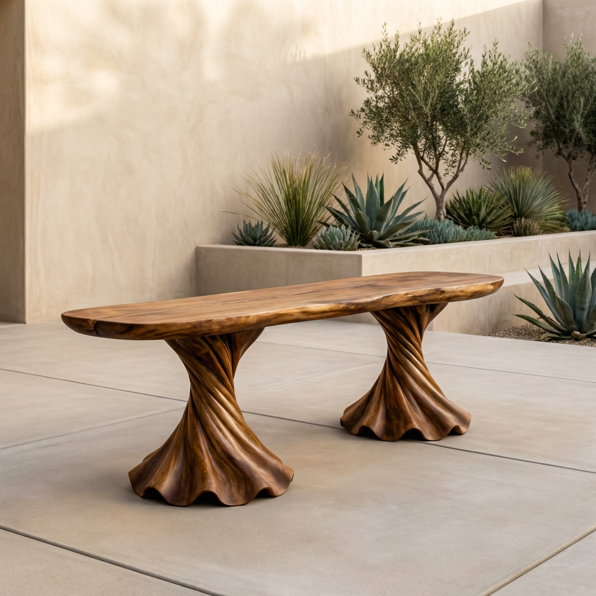 Rustic Bench Solid Wood Twisted Pedestal Base Entryway SINLHARS094