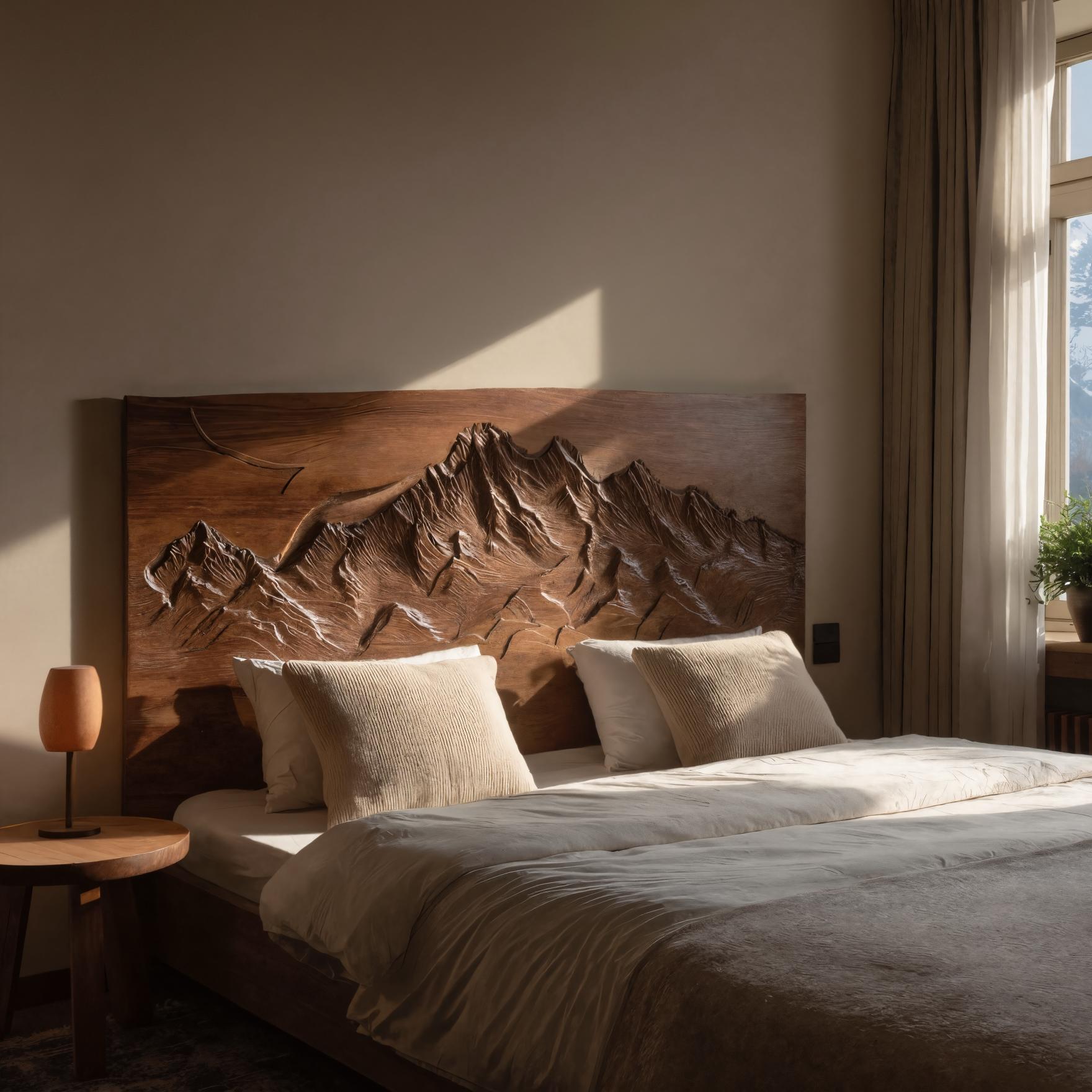 Rustic Mountain Headboard For Bedroom Or Chalet SITHHNHB007